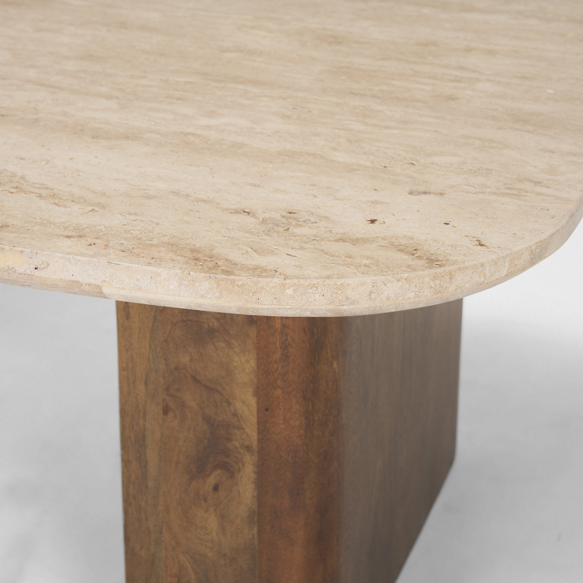 Symona Travertine and Mango Wood Rectangle Coffee Table-Coffee Tables-DECOROLALA