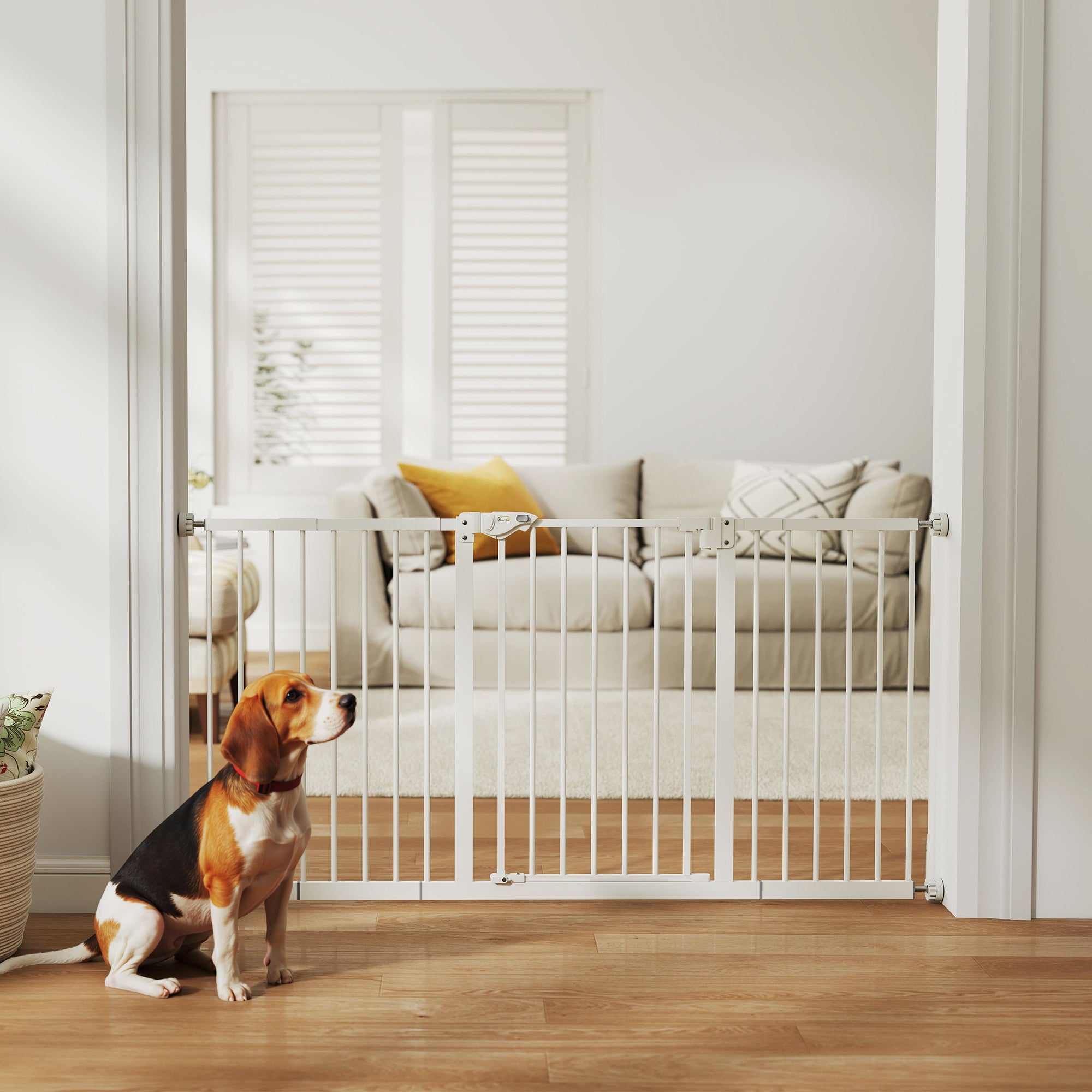 Barrière pour animaux de 30 pouces de hauteur avec porte, barrière pour chiens et séparation intérieure pour escaliers, avec kit d’extensions de 7", 8" et 12"