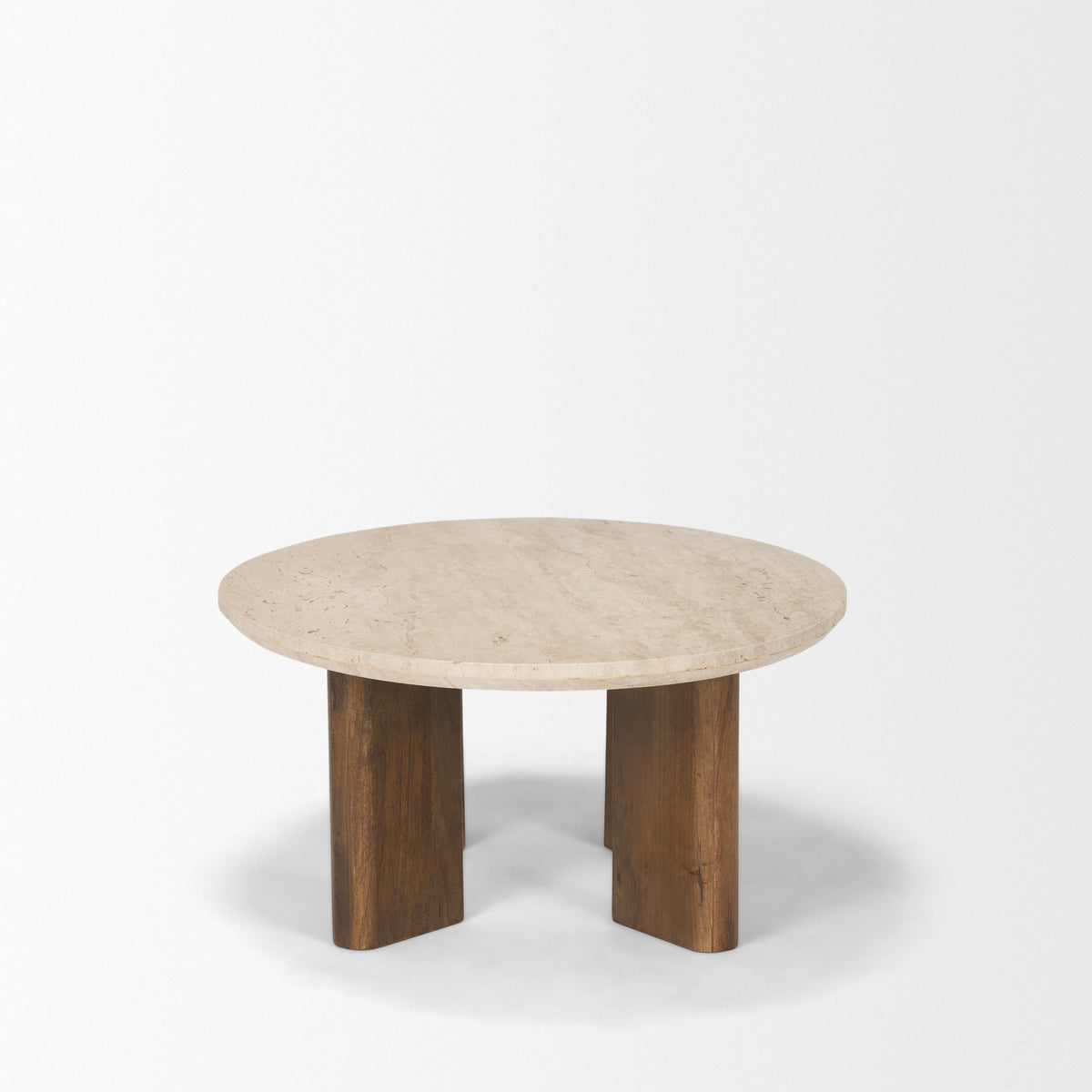 Syona Travertine + Mango Wood leg Oval Coffee table-Coffee Tables-DECOROLALA