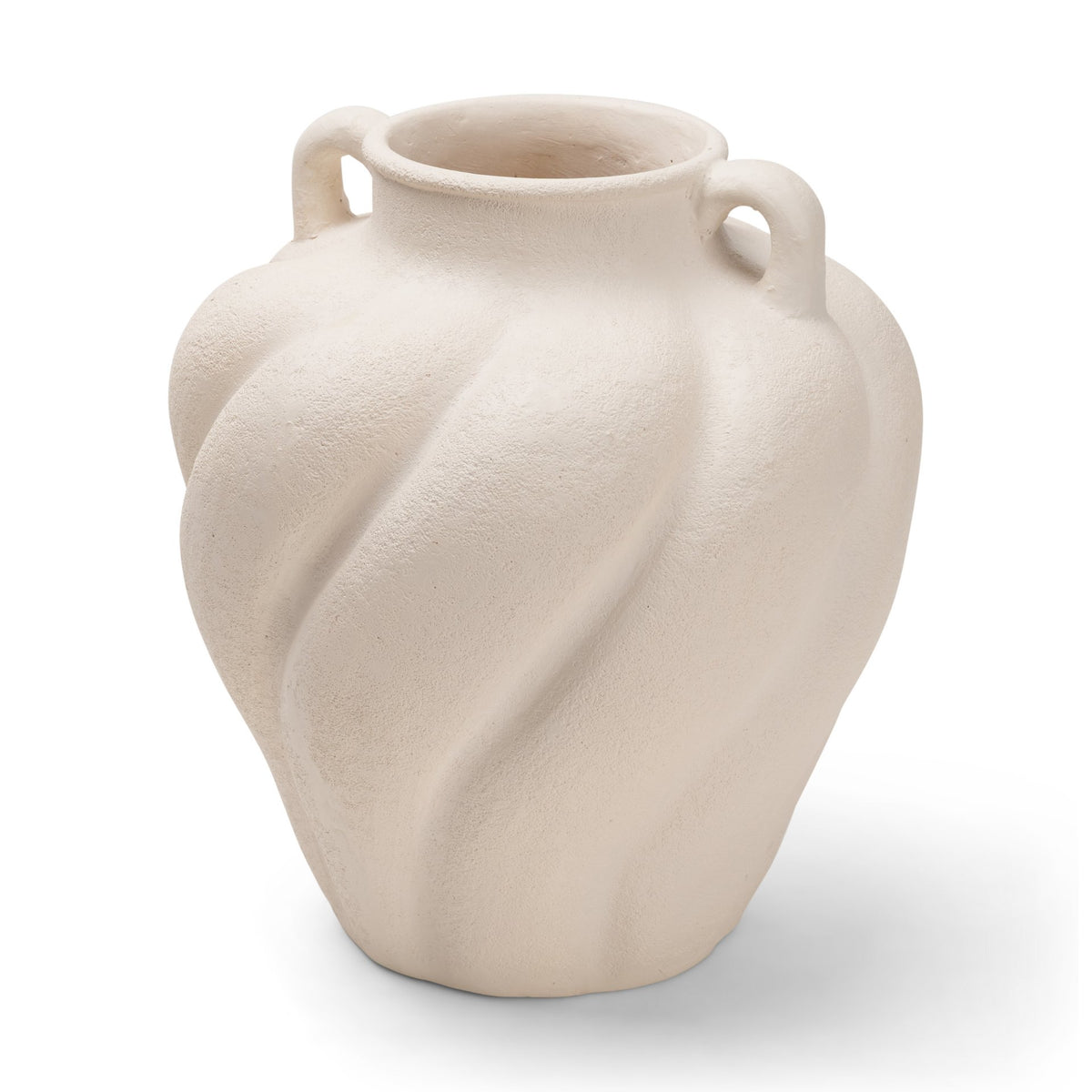 Syros Twisted Small Cream Ceramic Urn Vase-Vase-DECOROLALA