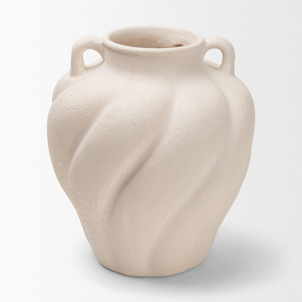 Syros Twisted Small Cream Ceramic Urn Vase-Vase-DECOROLALA