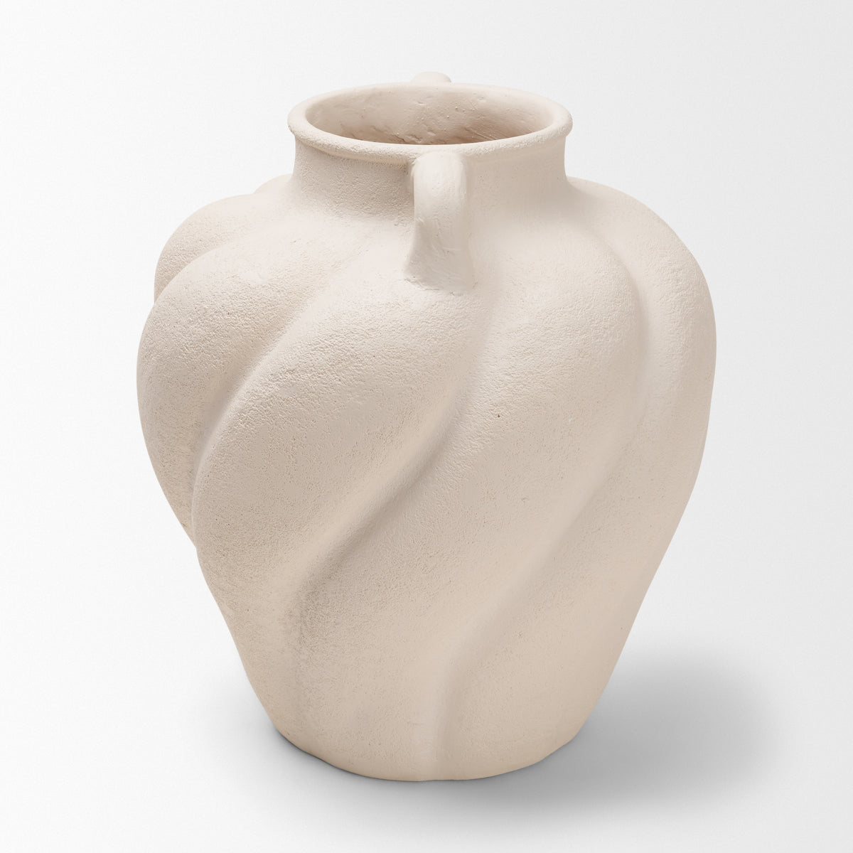 Syros Twisted Small Cream Ceramic Urn Vase-Vase-DECOROLALA