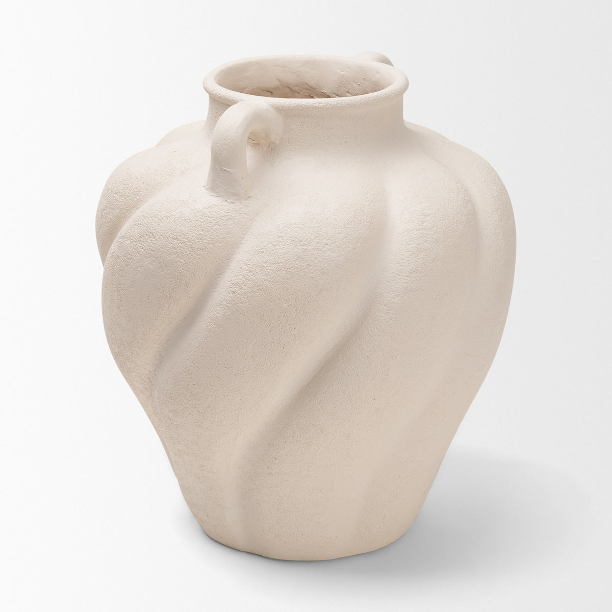 Syros Twisted Small Cream Ceramic Urn Vase-Vase-DECOROLALA