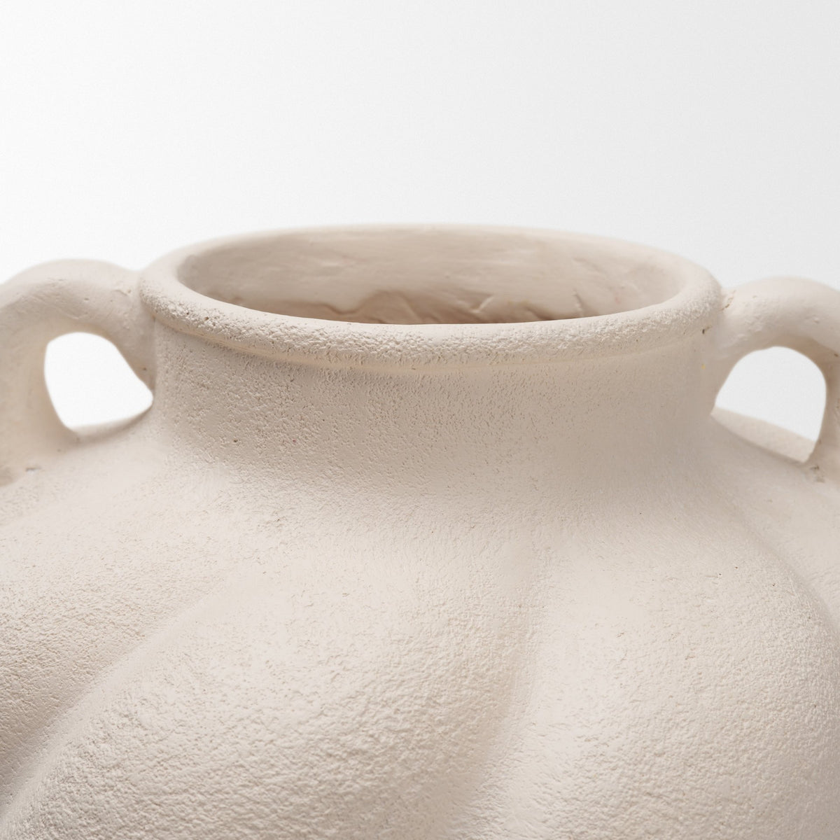 Syros Twisted Small Cream Ceramic Urn Vase-Vase-DECOROLALA