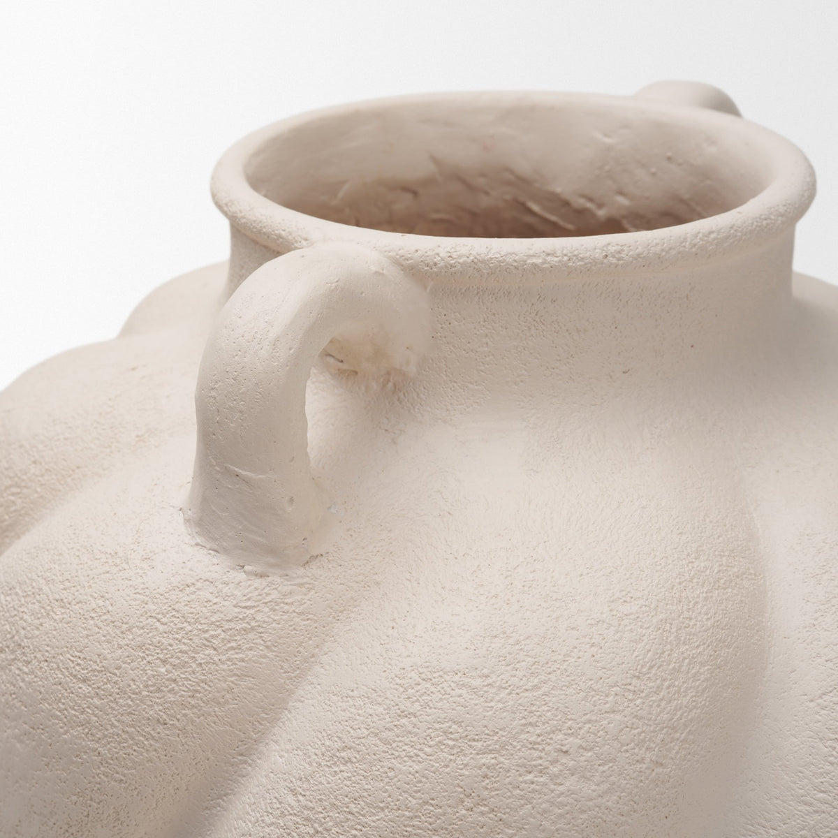 Syros Twisted Small Cream Ceramic Urn Vase-Vase-DECOROLALA
