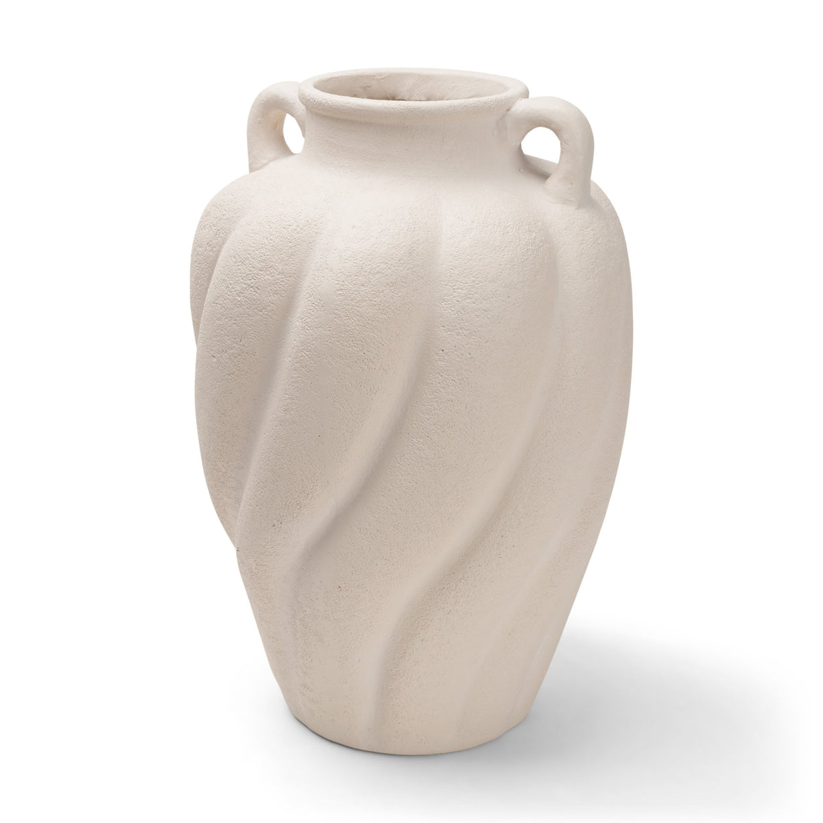 Syros Twisted Tall Cream Ceramic Urn Vase-Vase-DECOROLALA