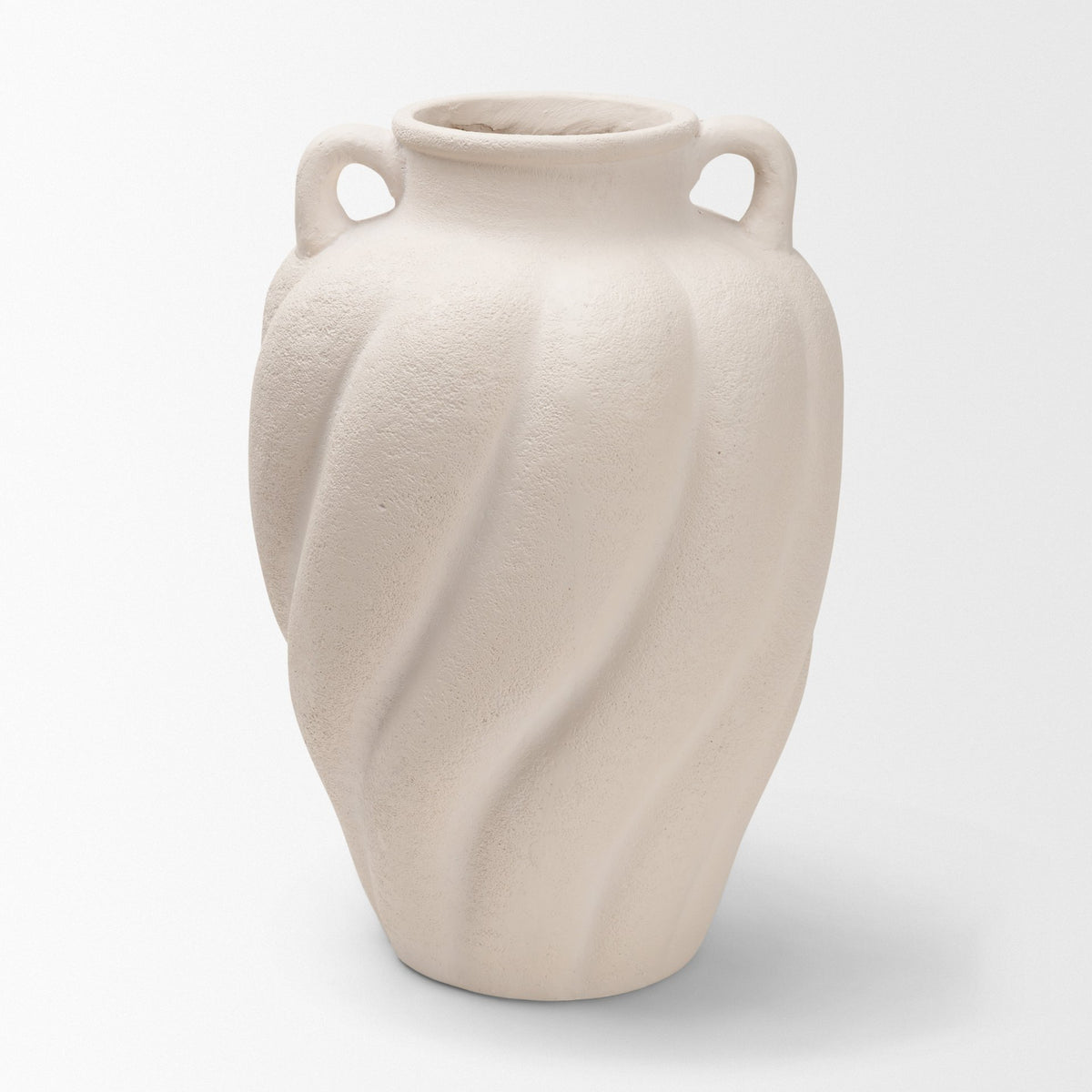 Syros Twisted Tall Cream Ceramic Urn Vase-Vase-DECOROLALA