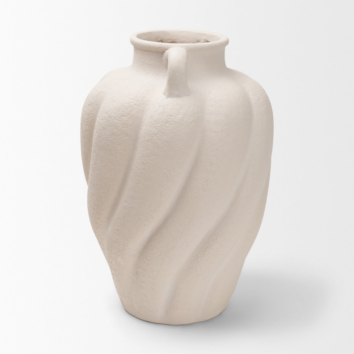 Syros Twisted Tall Cream Ceramic Urn Vase-Vase-DECOROLALA