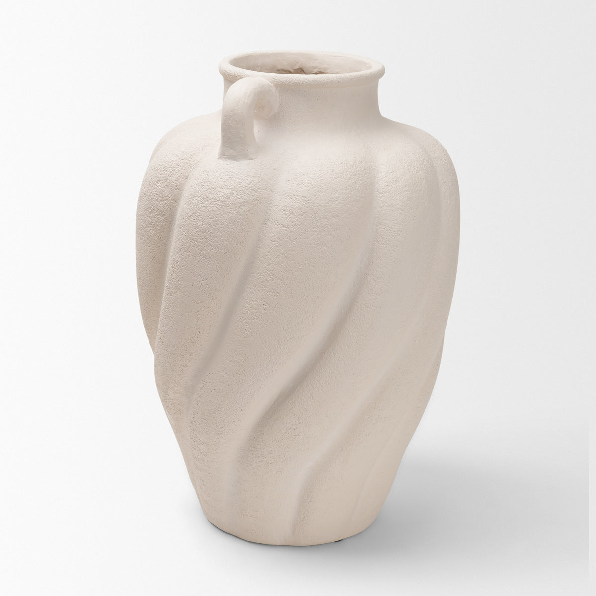 Syros Twisted Tall Cream Ceramic Urn Vase-Vase-DECOROLALA