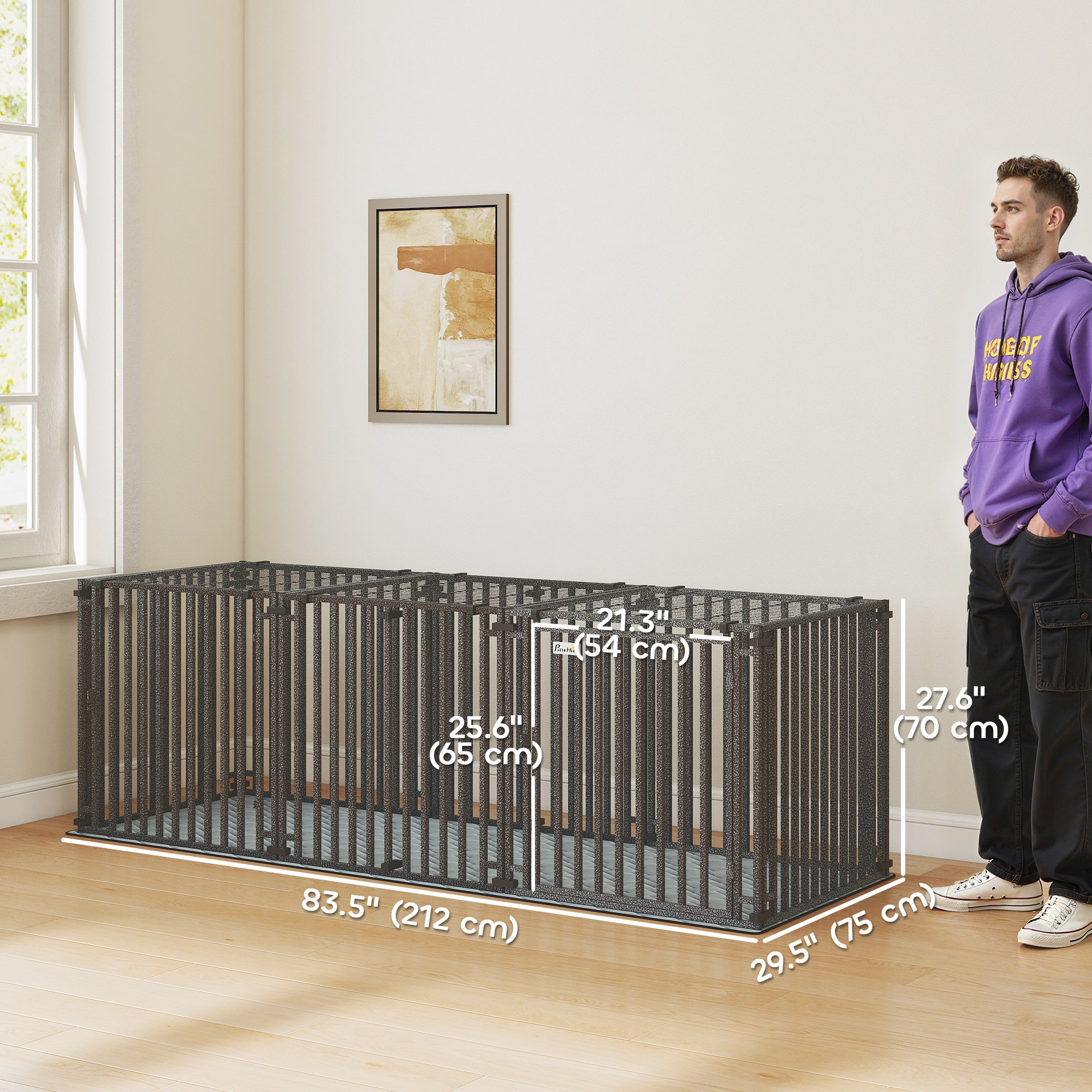 83 Inch Heavy Duty Dog Crate, Extra Large Metal Dog Cage Kennel with Mat for Large Breeds, Modular Puppy Playpen