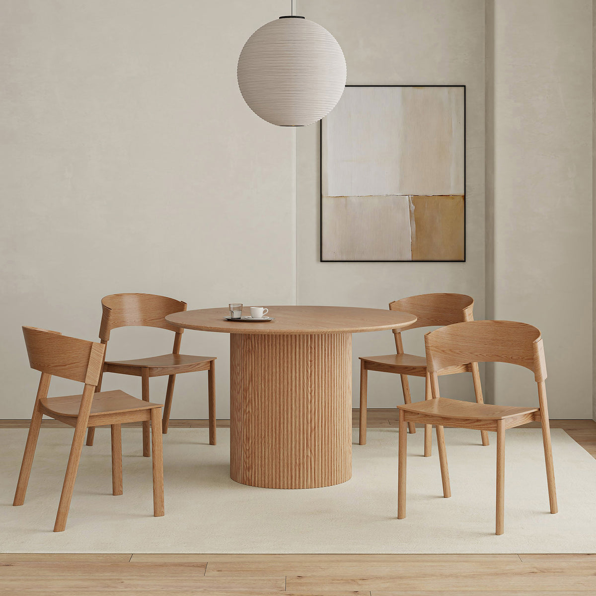 TOVAS RND NAT_ELIAS NAT-5PC DINING SET-Dining Room Sets-DECOROLALA