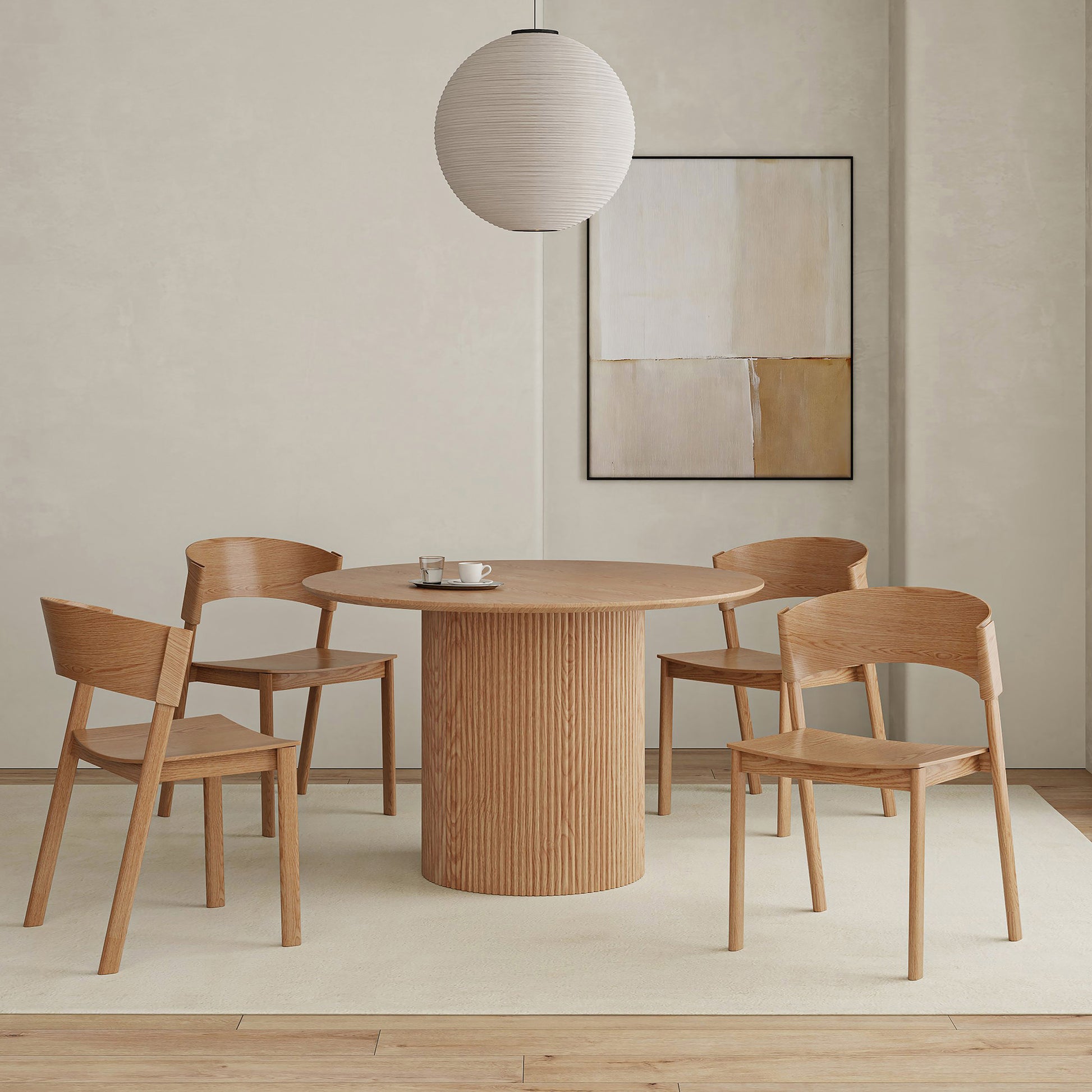 TOVAS RND NAT_ELIAS NAT-5PC DINING SET-Dining Set-DECOROLALA
