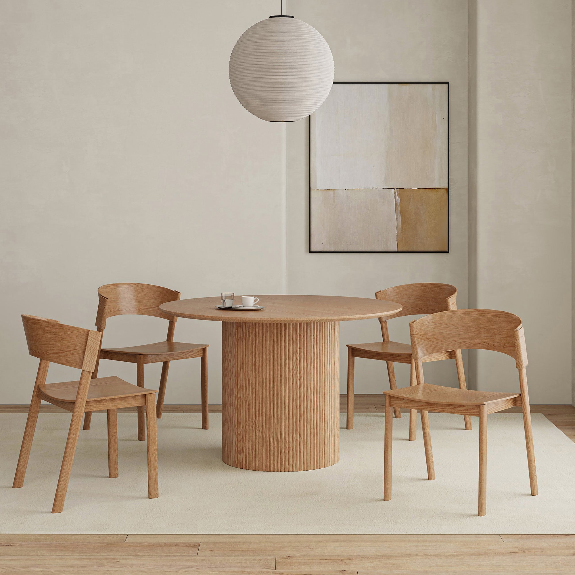 TOVAS RND NAT_ELIAS NAT-5PC DINING SET-Dining Set-DECOROLALA
