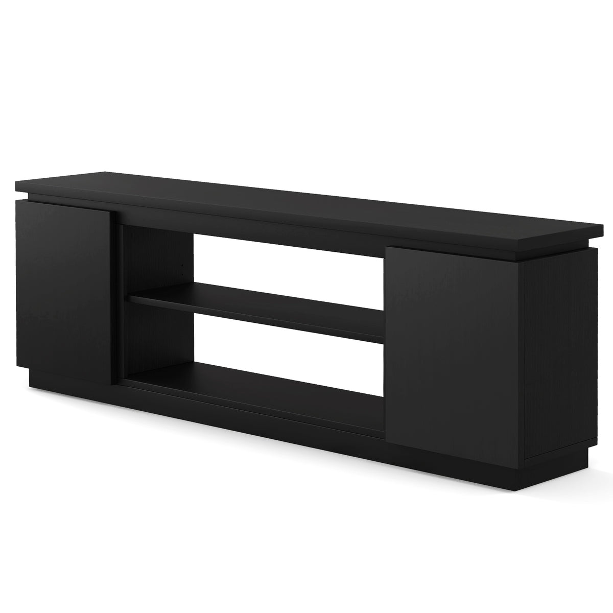 TV Cabinet with 3 Adjustable Shelves and Anti-Tipping Kits for TVs up to 80 Inch-Black-Entertainment Centers & TV Stands-DECOROLALA