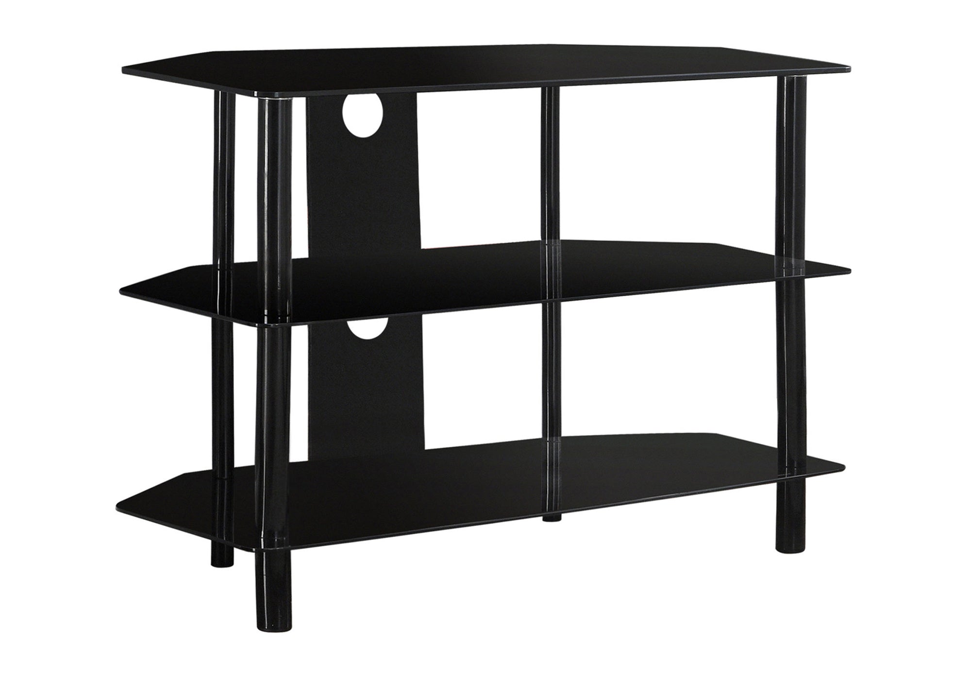 TV STAND - 36"L / BLACK METAL WITH TEMPERED BLACK GLASS-Tv Stand-DECOROLALA