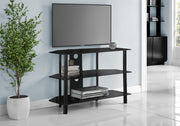 TV STAND - 36"L / BLACK METAL WITH TEMPERED BLACK GLASS-Tv Stand-DECOROLALA
