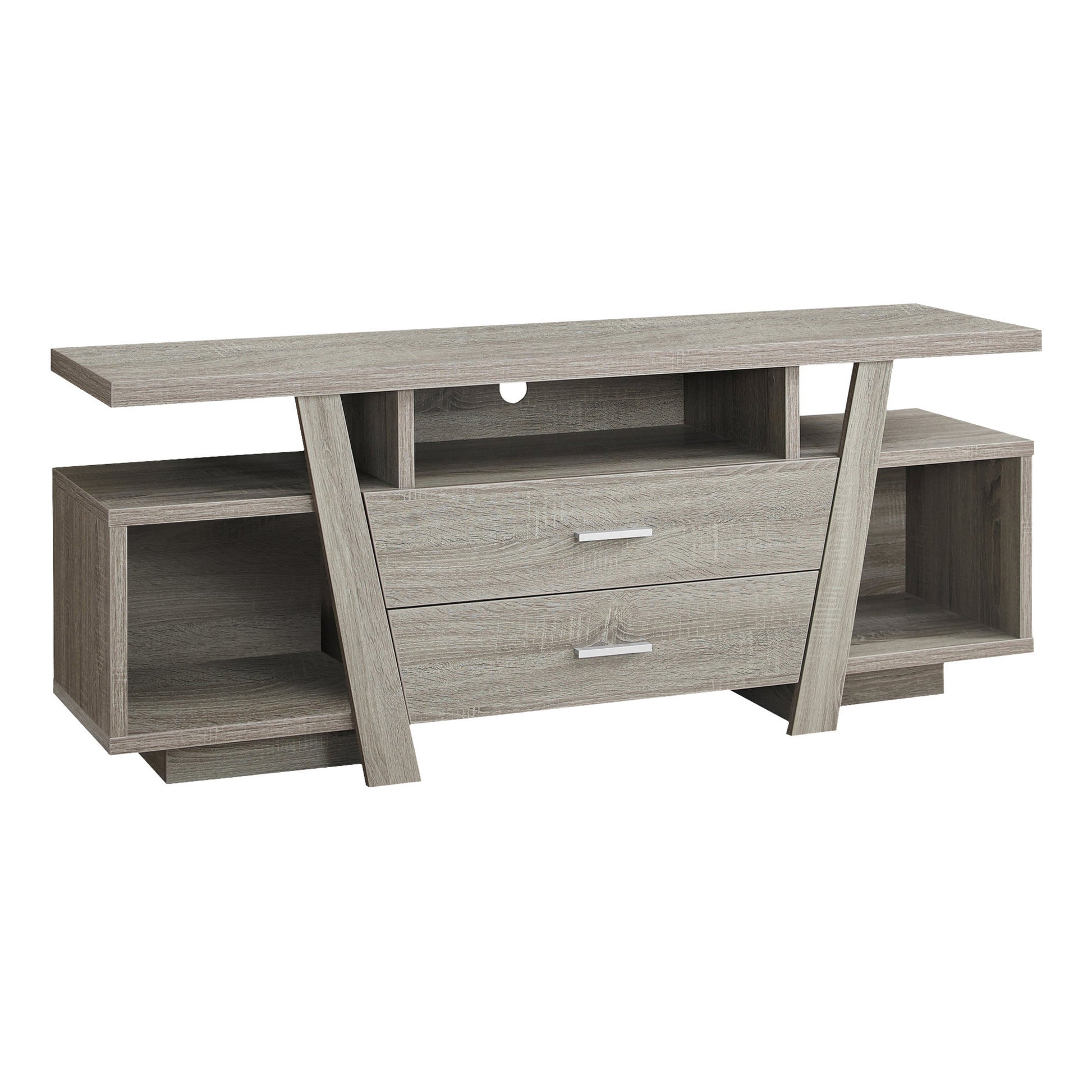 TV STAND - 60"L / DARK TAUPE WITH 2 STORAGE DRAWERS-Tv Stand-DECOROLALA