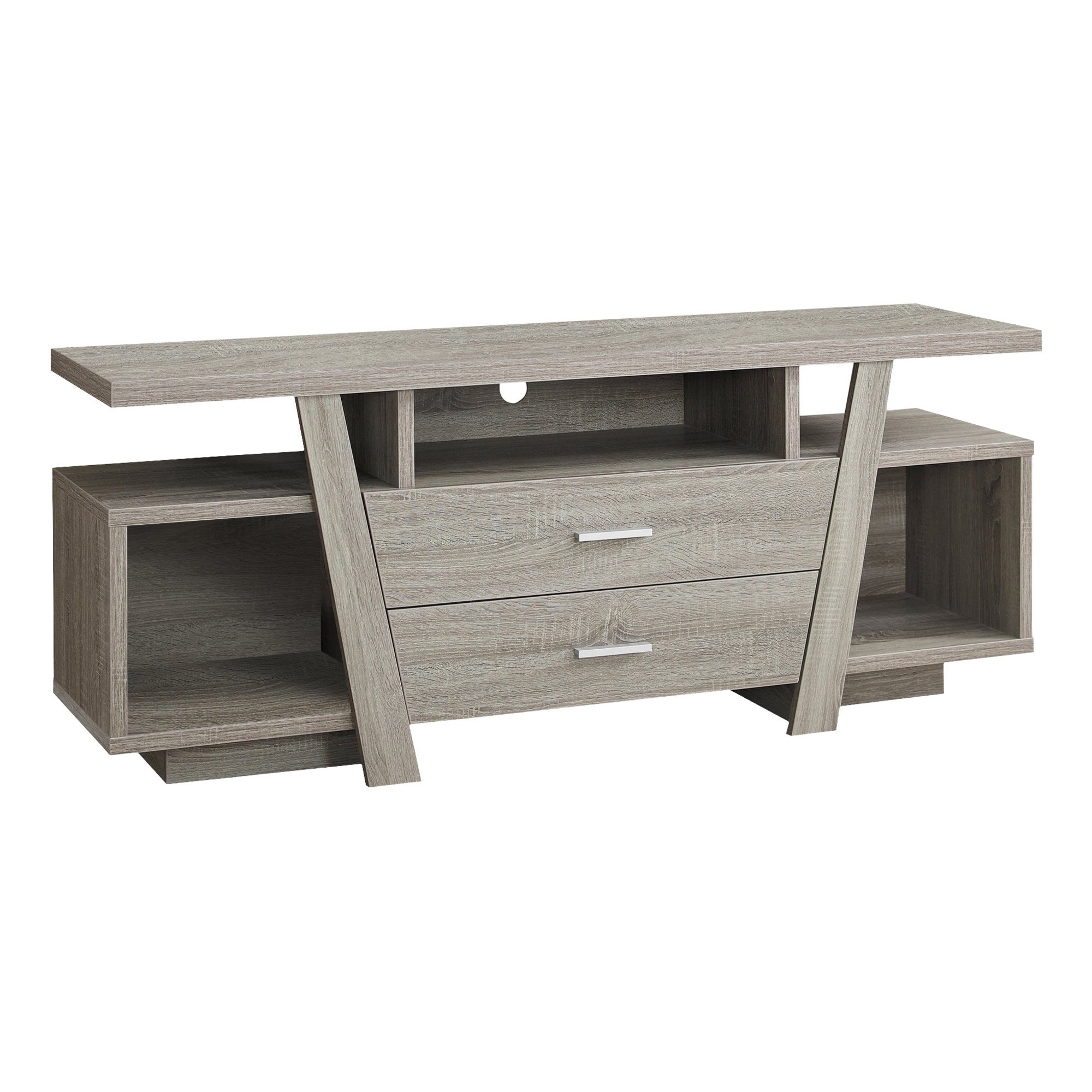 TV STAND - 60"L / DARK TAUPE WITH 2 STORAGE DRAWERS-Tv Stand-DECOROLALA