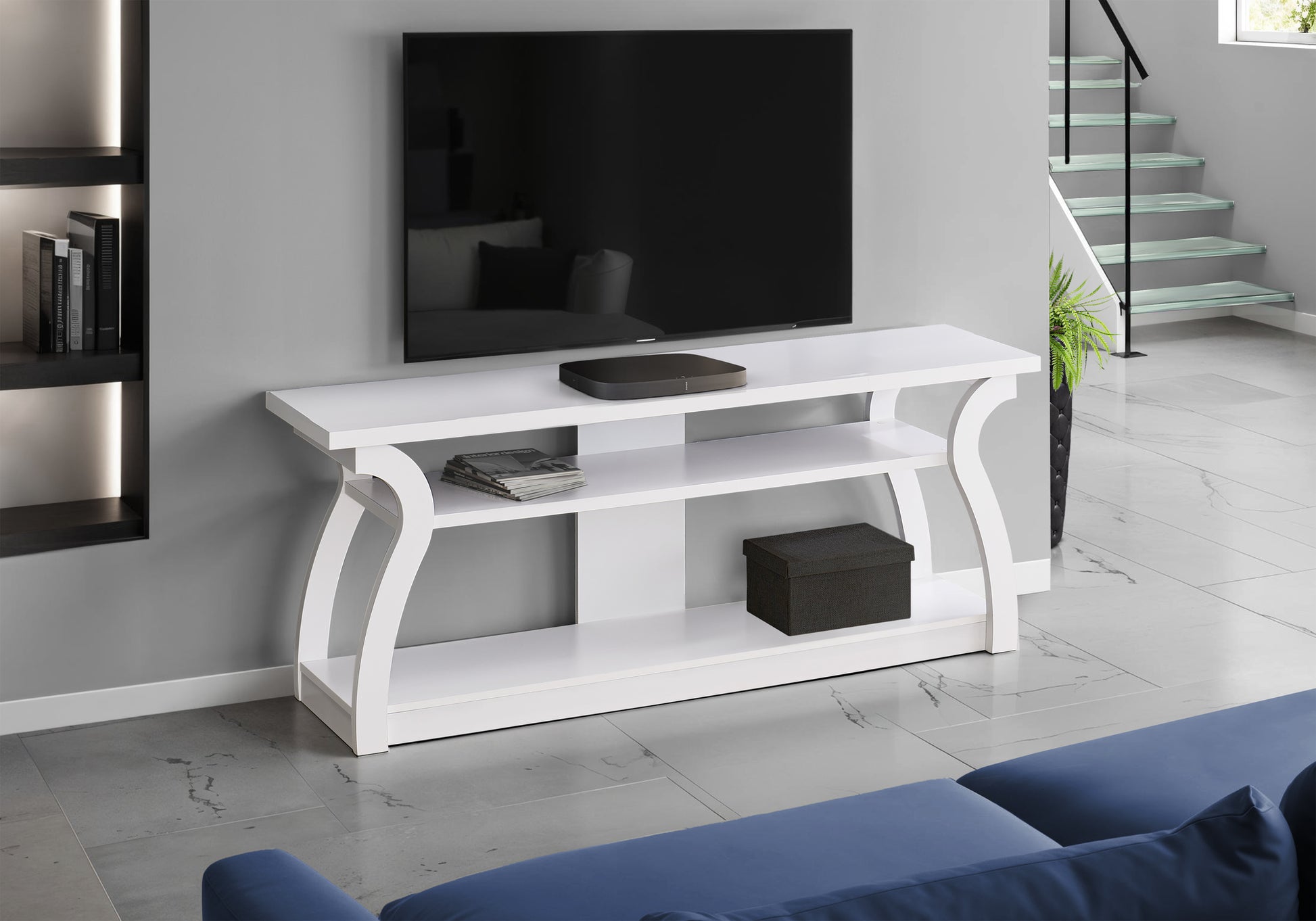 TV STAND - 60"L / WHITE-Tv Stand-DECOROLALA