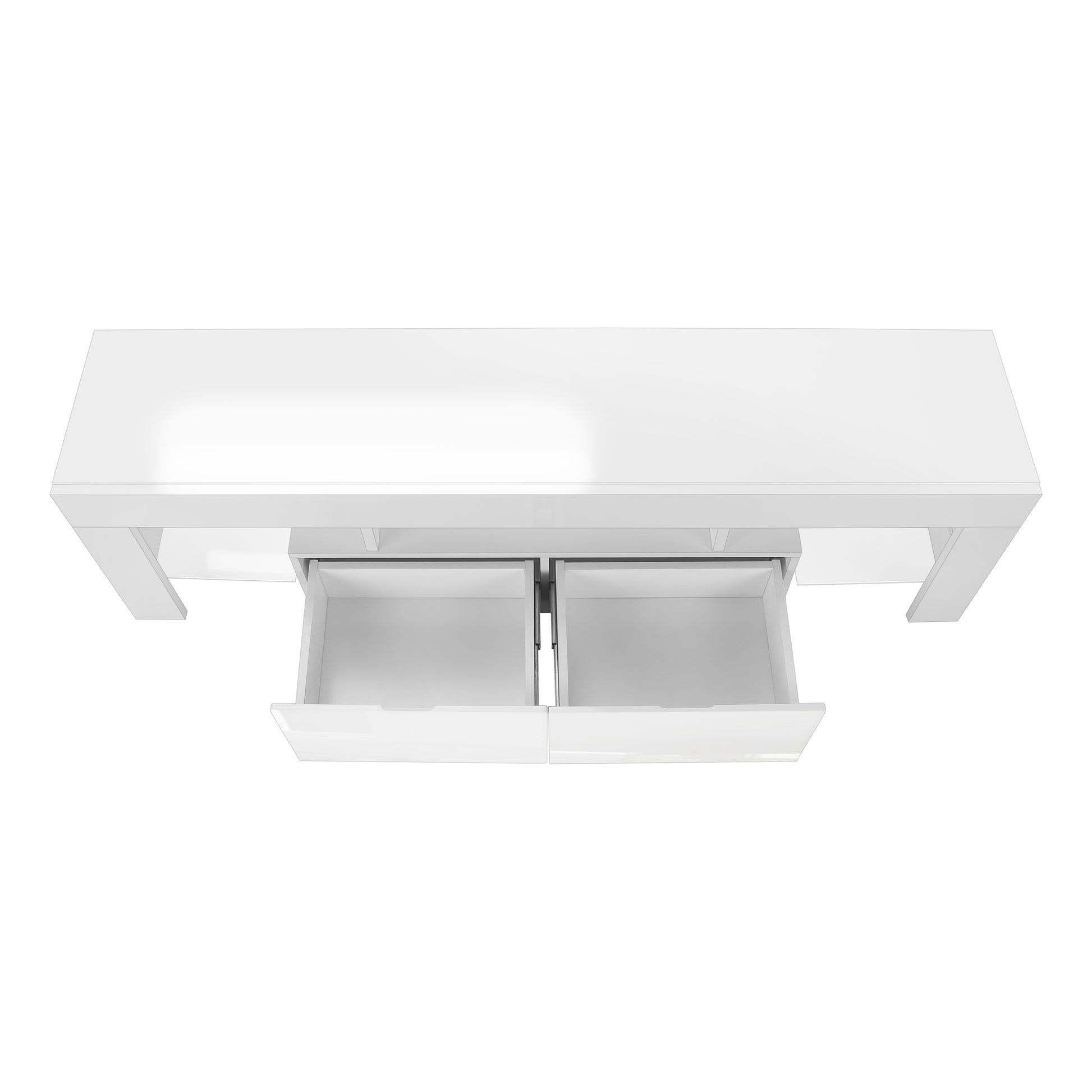 TV STAND - 63"L / HIGH GLOSSY WHITE WITH TEMPERED GLASS-Tv Stand-DECOROLALA