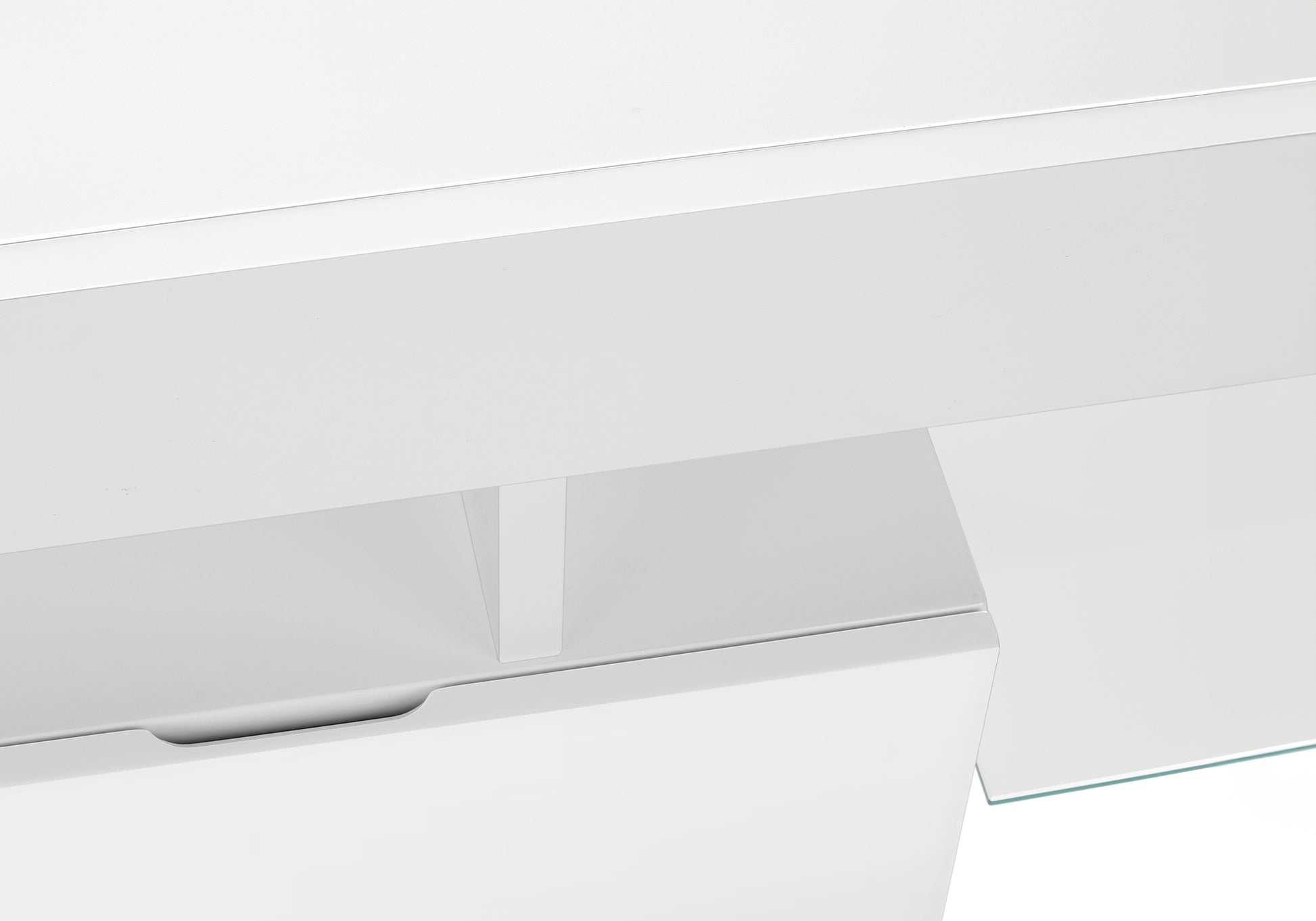 TV STAND - 63"L / HIGH GLOSSY WHITE WITH TEMPERED GLASS-Tv Stand-DECOROLALA