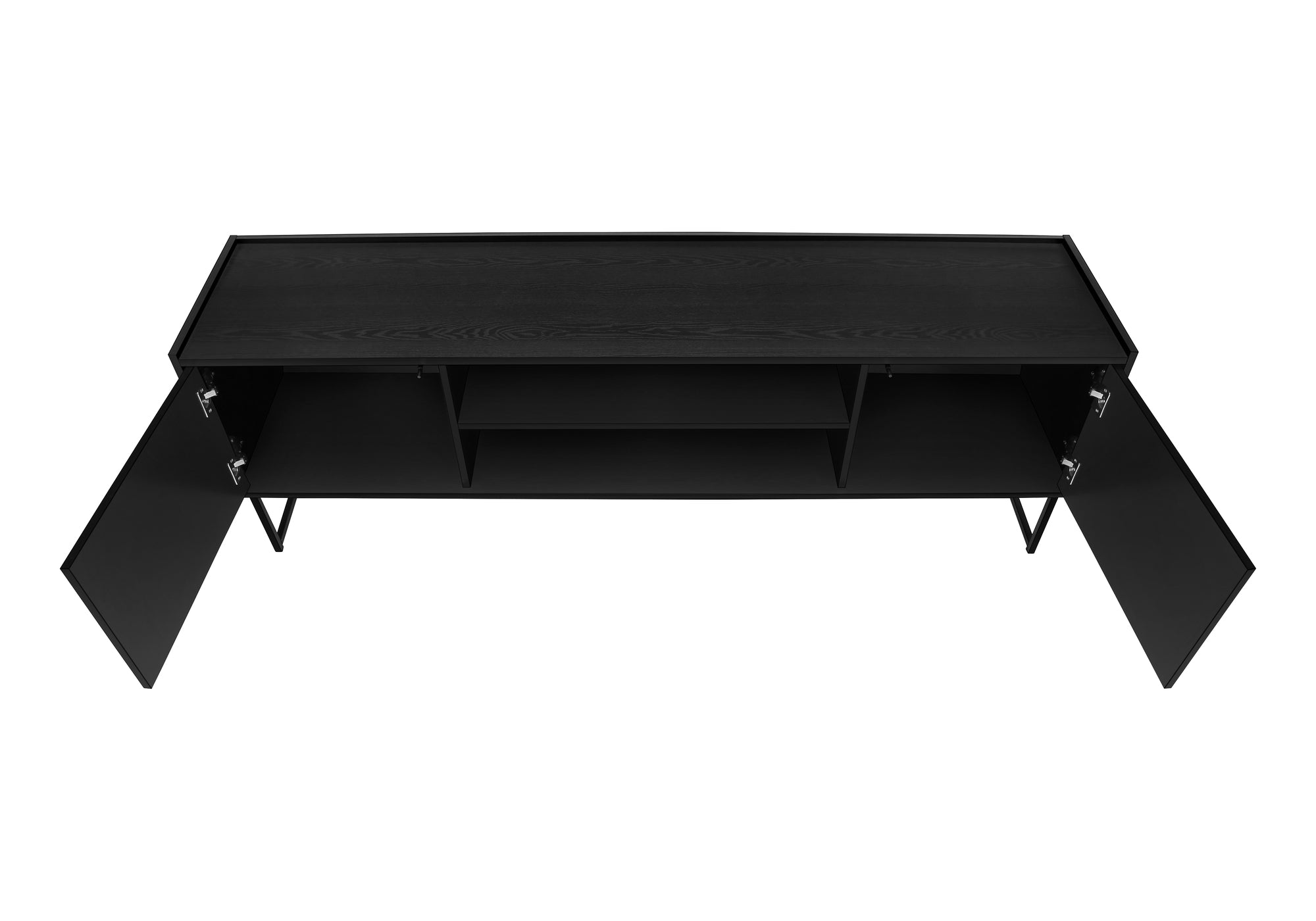 TV STAND - 72"L / BLACK / METAL WITH 2 WOOD-LOOK DOORS-Tv Stand-DECOROLALA