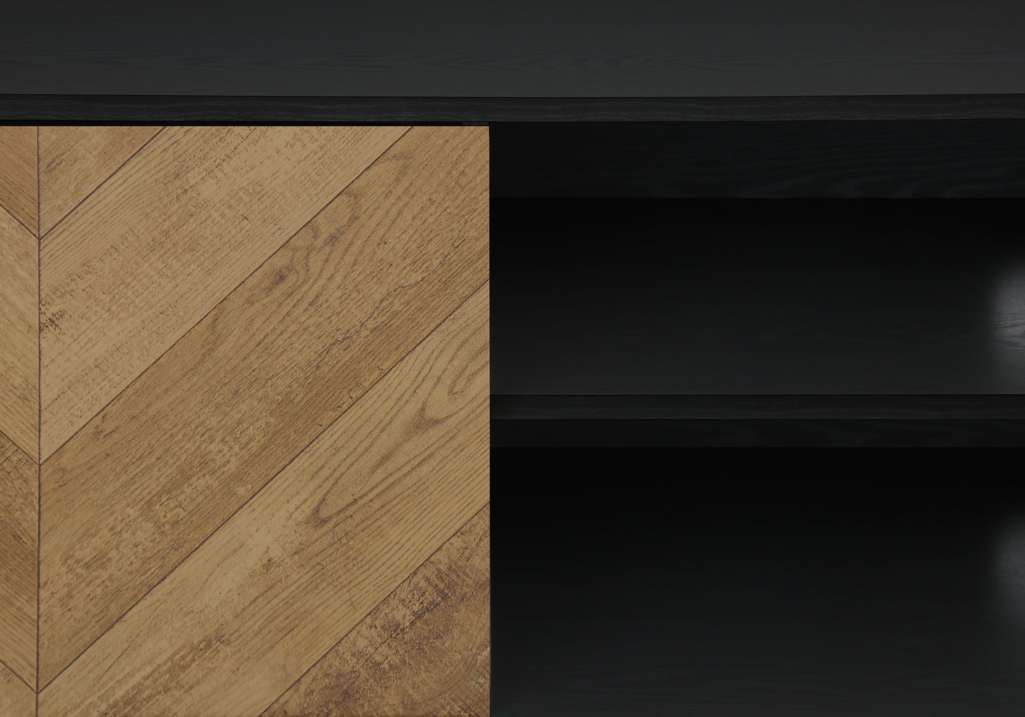 TV STAND - 72"L / BLACK / METAL WITH 2 WOOD-LOOK DOORS-Tv Stand-DECOROLALA