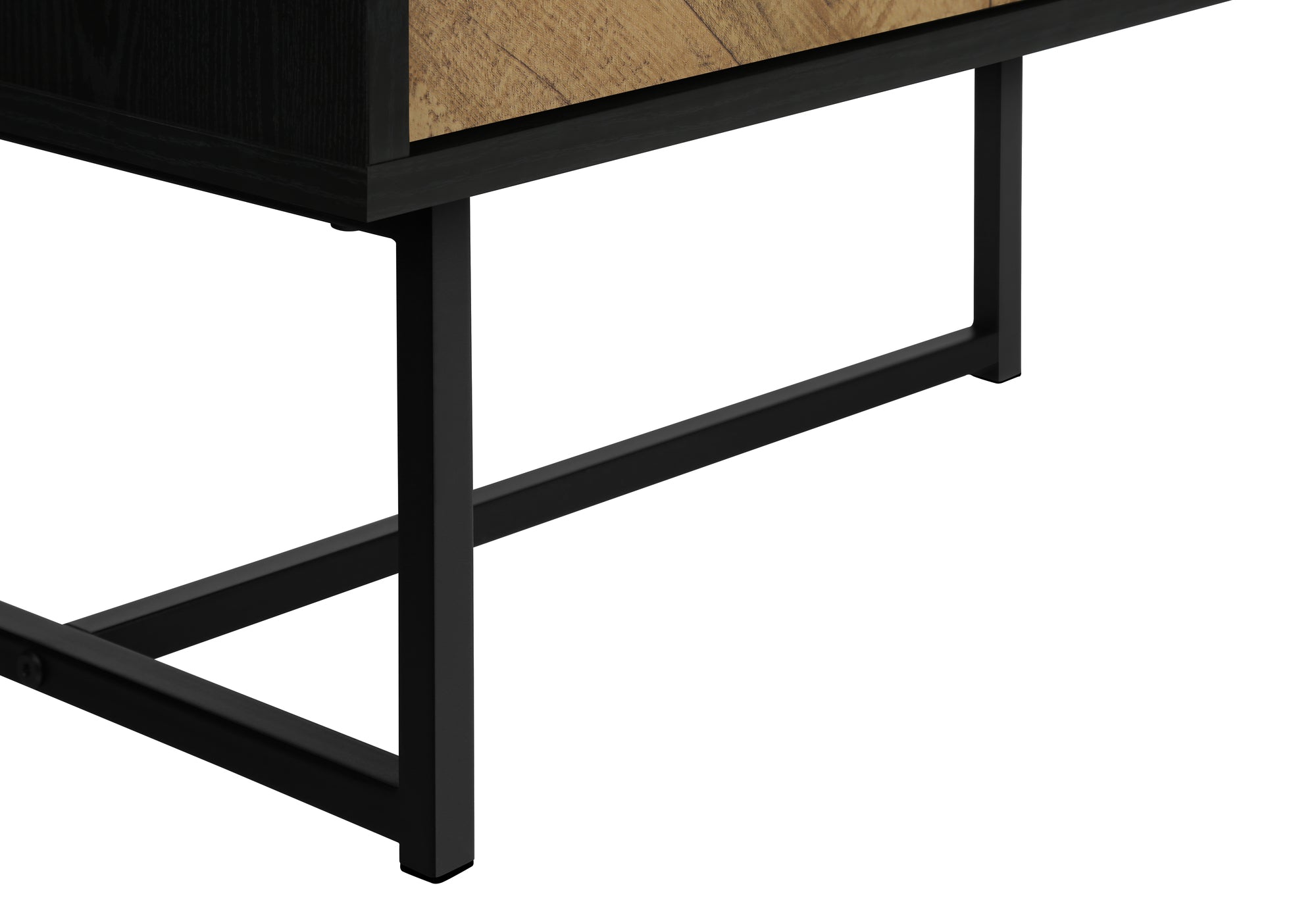 TV STAND - 72"L / BLACK / METAL WITH 2 WOOD-LOOK DOORS-Tv Stand-DECOROLALA