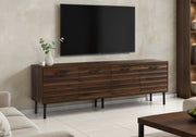 TV STAND - 72"L / DARK BROWN WOOD-LOOK WITH 4 DOORS-Tv Stand-DECOROLALA
