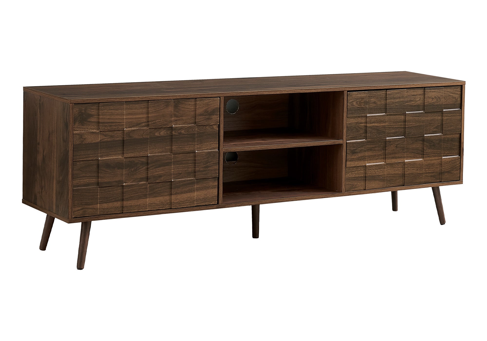 TV STAND - 72"L / DARK WALNUT WITH STORAGE-Tv Stand-DECOROLALA