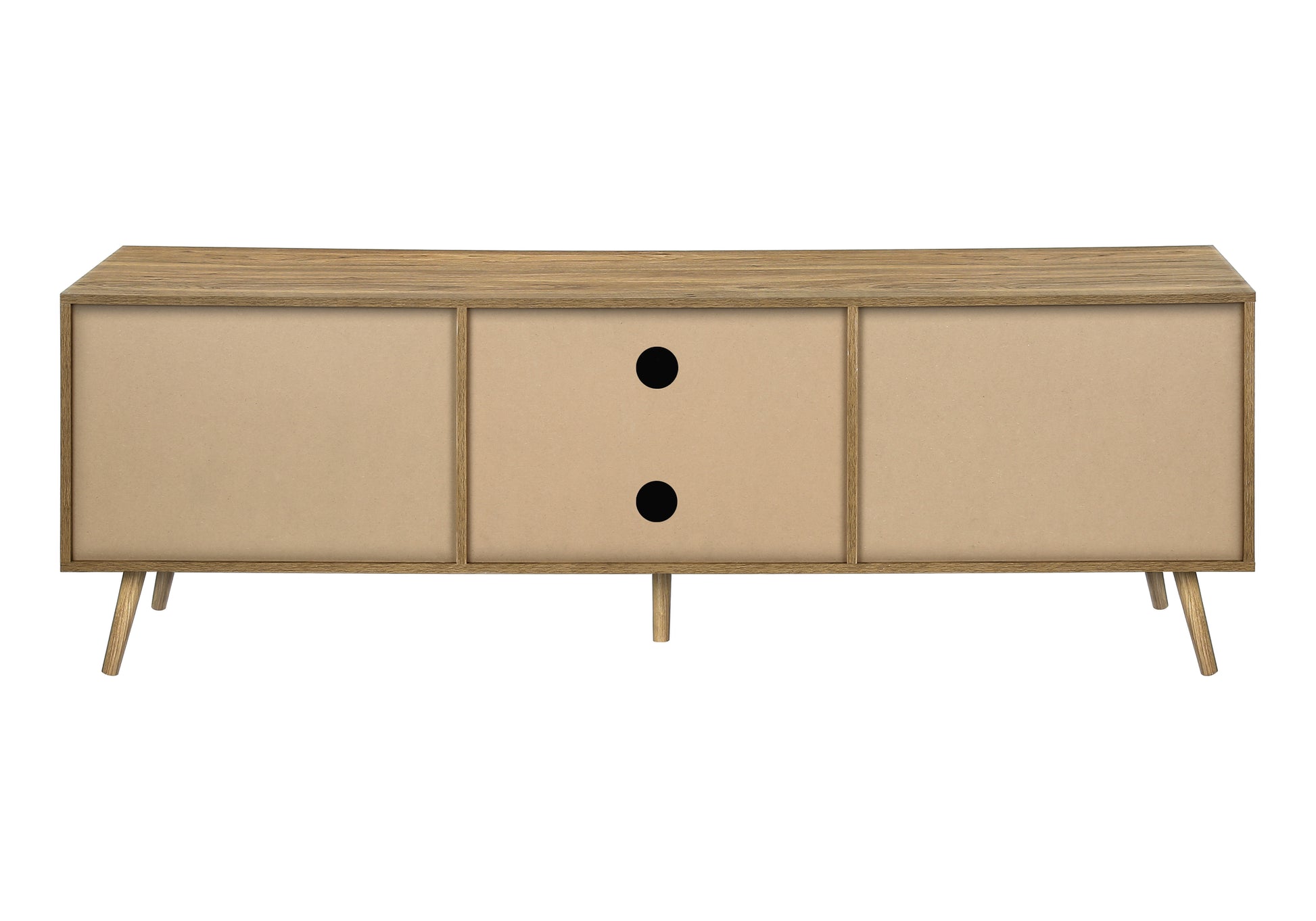 TV STAND - 72"L / LIGHT WALNUT / SEAGRASS WITH 3 DOORS-Tv Stand-DECOROLALA