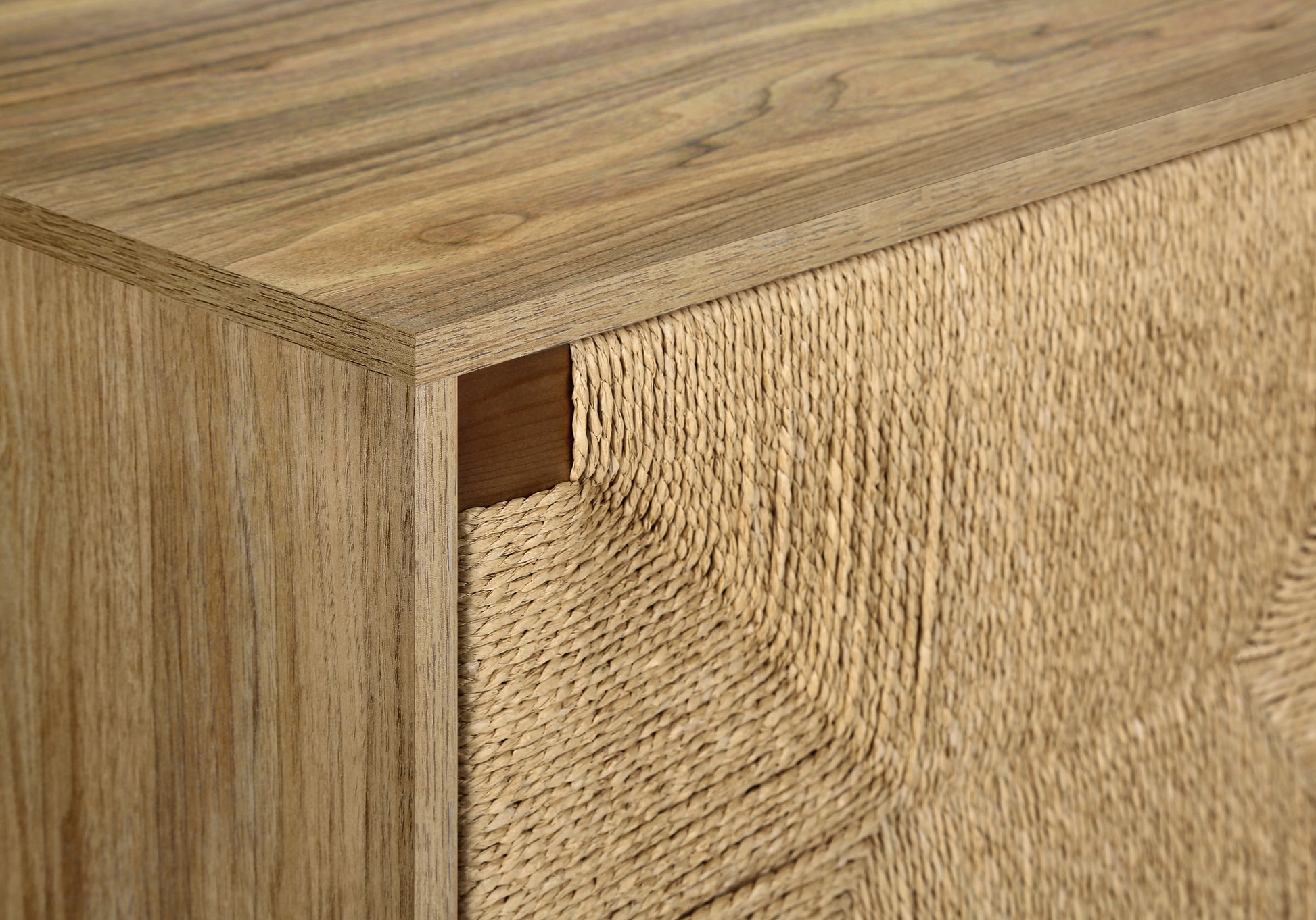 TV STAND - 72"L / LIGHT WALNUT / SEAGRASS WITH 3 DOORS-Tv Stand-DECOROLALA