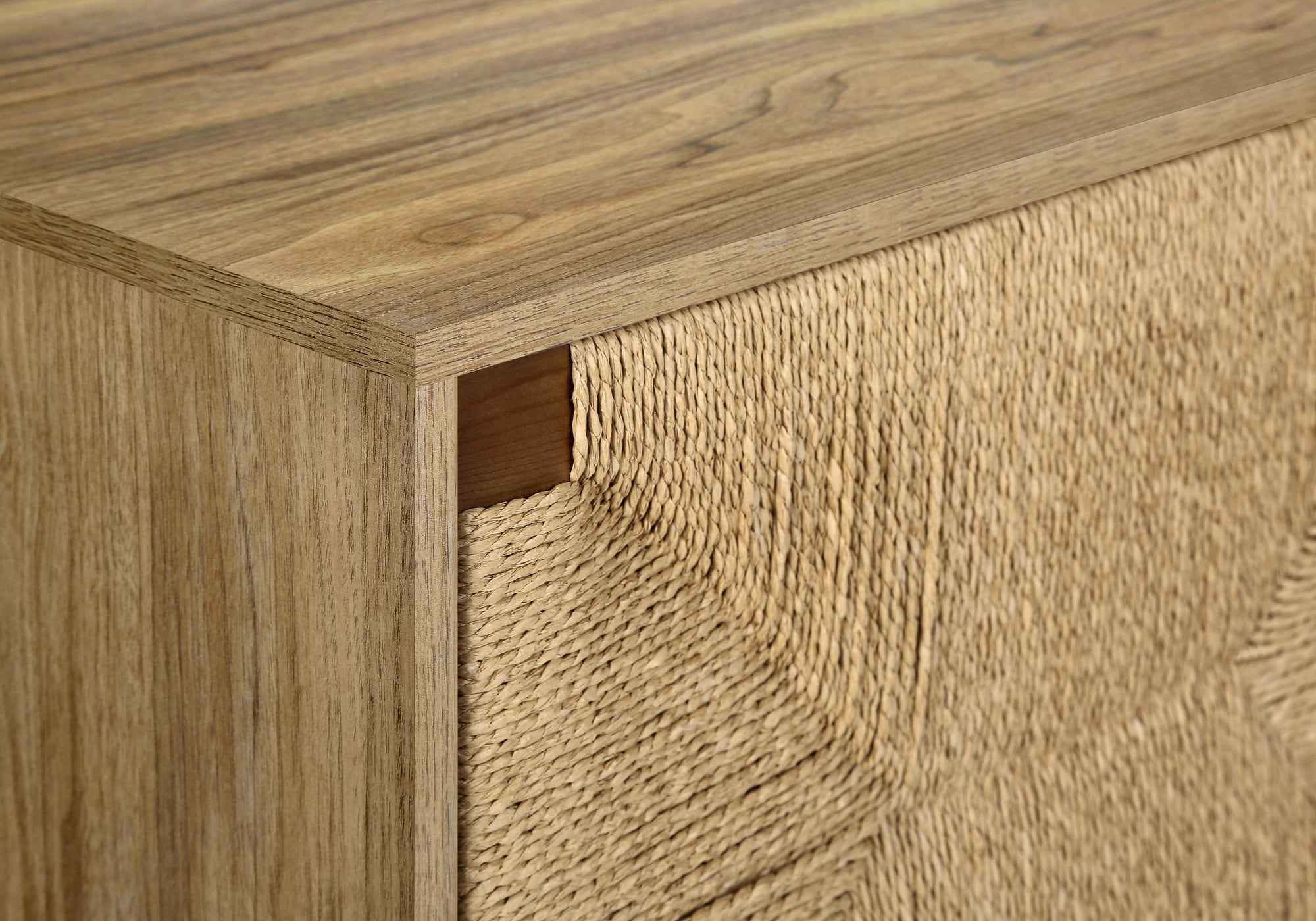 TV STAND - 72"L / LIGHT WALNUT / SEAGRASS WITH 3 DOORS-Tv Stand-DECOROLALA