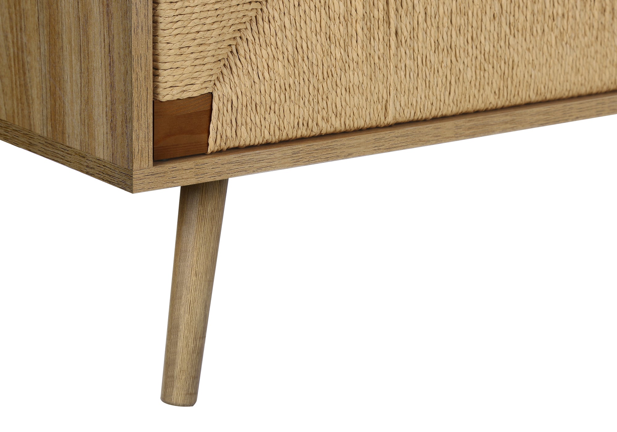 TV STAND - 72"L / LIGHT WALNUT / SEAGRASS WITH 3 DOORS-Tv Stand-DECOROLALA