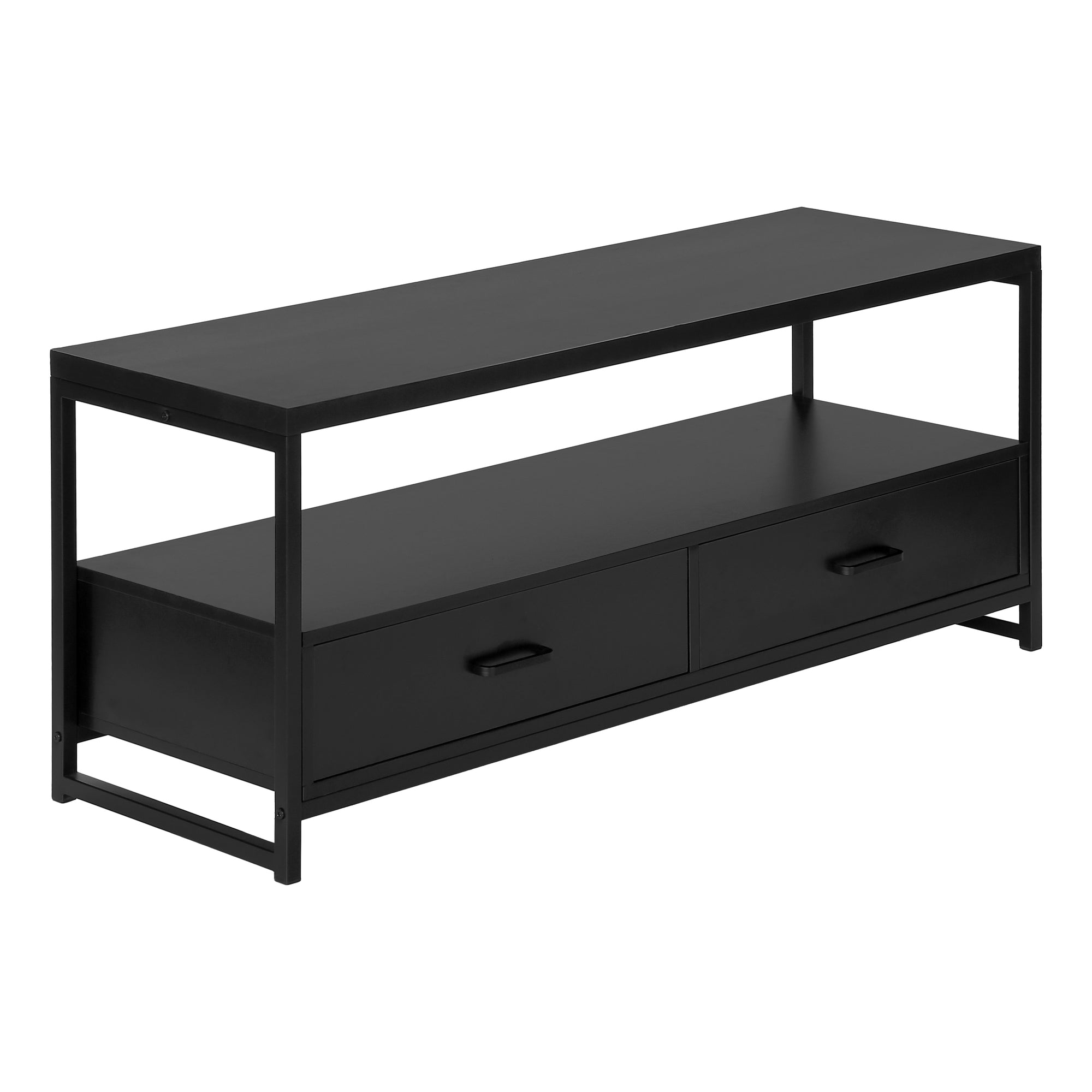 TV Stand 48" Black with 2 Drawers & Shelves-Tv Stand-DECOROLALA