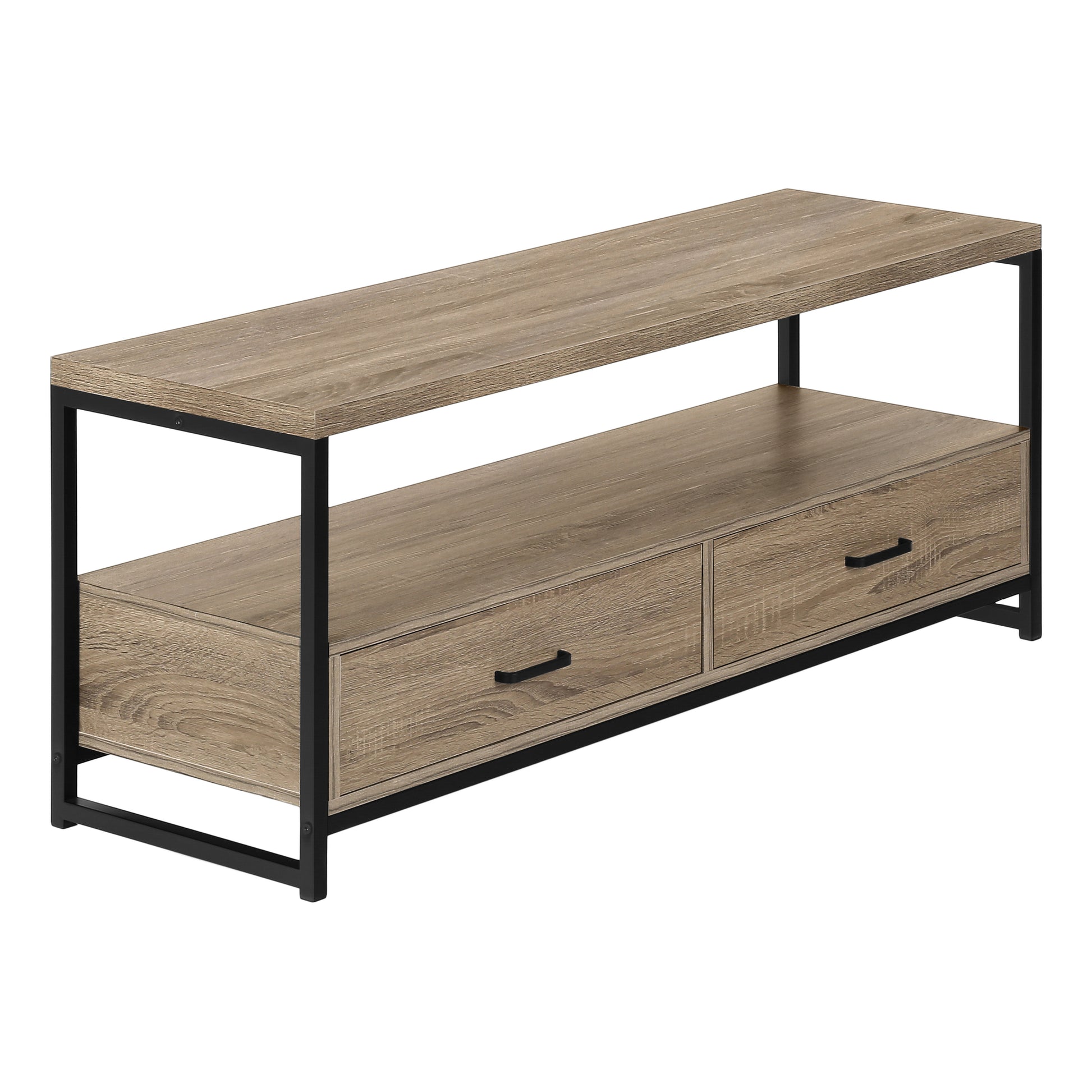 TV Stand 48" Black with 2 Drawers & Shelves-Tv Stand-DECOROLALA