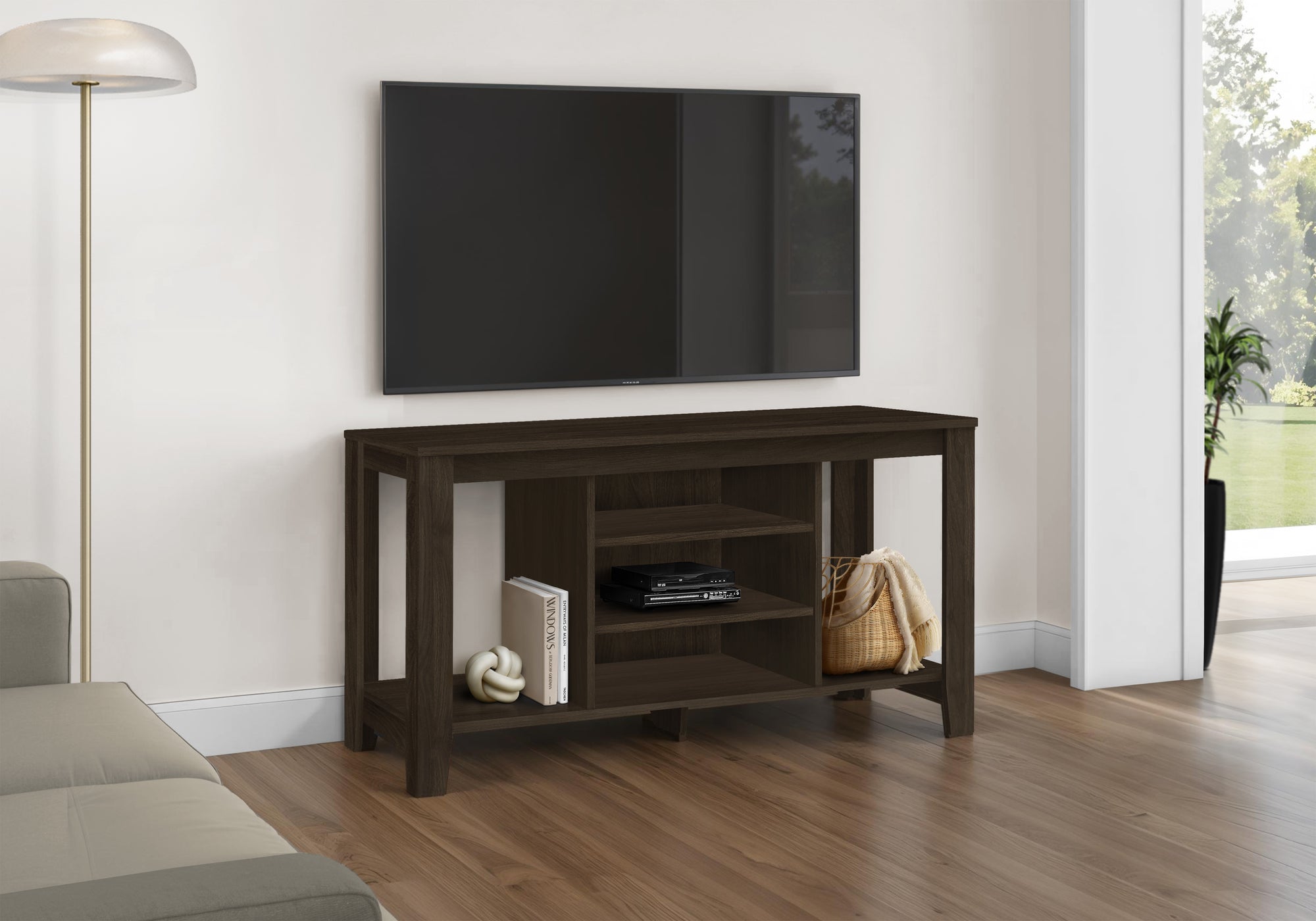 TV Stand 48" Dark Taupe with Storage Shelves-Tv Stand-DECOROLALA