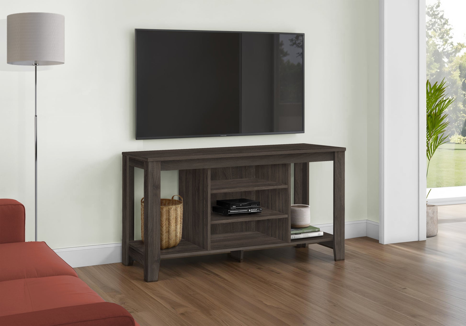 TV Stand 48" Dark Taupe with Storage Shelves-Tv Stand-DECOROLALA