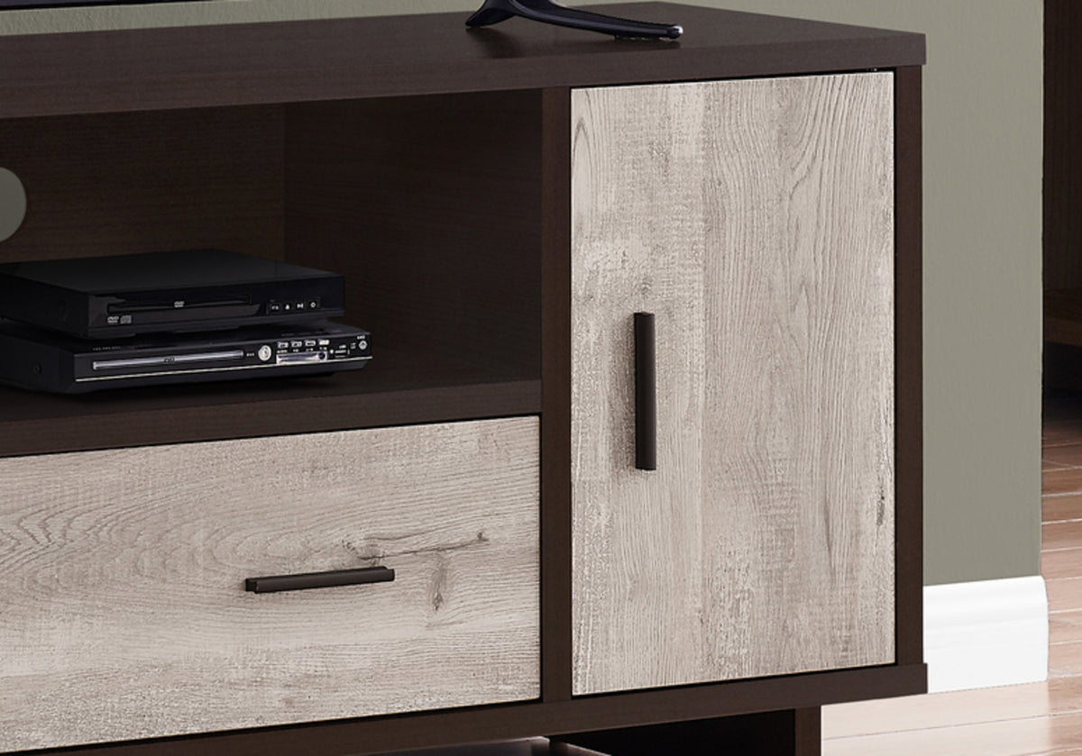 TV Stand 48" Espresso & Taupe Reclaimed Wood-Look-TV Stands-DECOROLALA