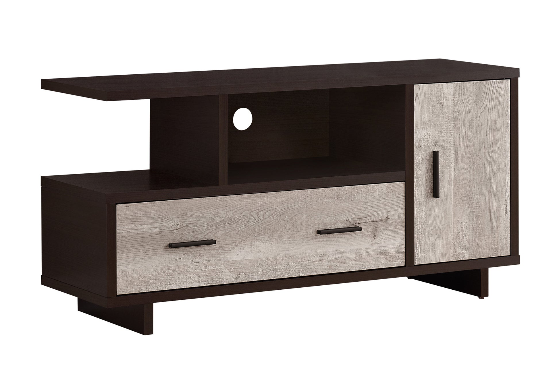 TV Stand 48" Espresso & Taupe Reclaimed Wood-Look-Tv Stand-DECOROLALA