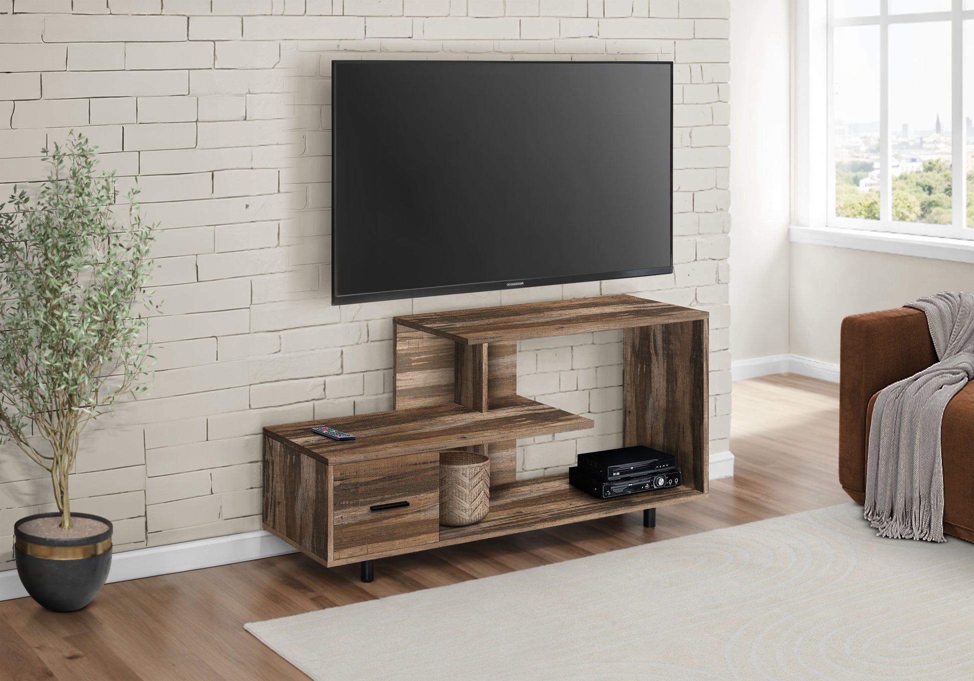 TV Stand 48" White Marble Top 1 Drawer-Tv Stand-DECOROLALA