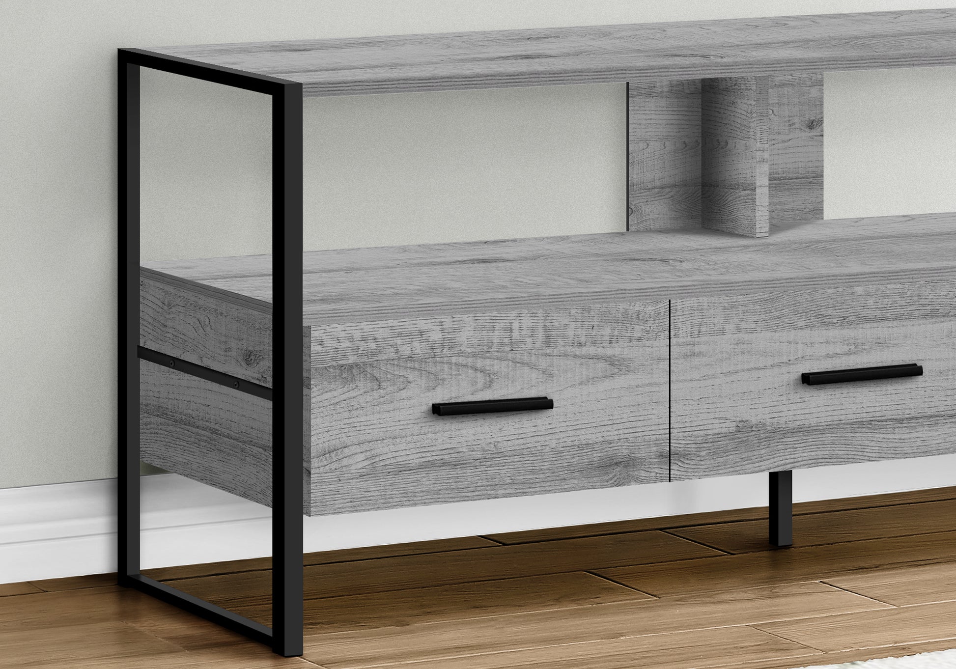 TV Stand 48" White with Black Metal Frame-Tv Stand-DECOROLALA