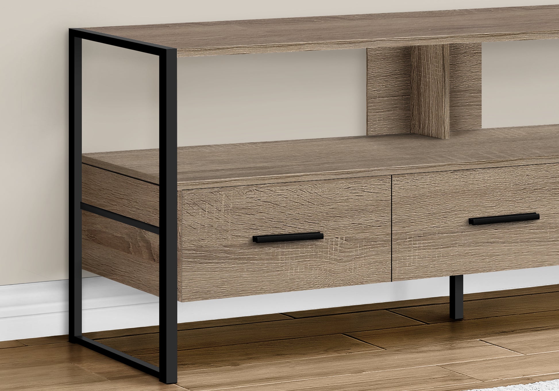 TV Stand 48" White with Black Metal Frame-Tv Stand-DECOROLALA