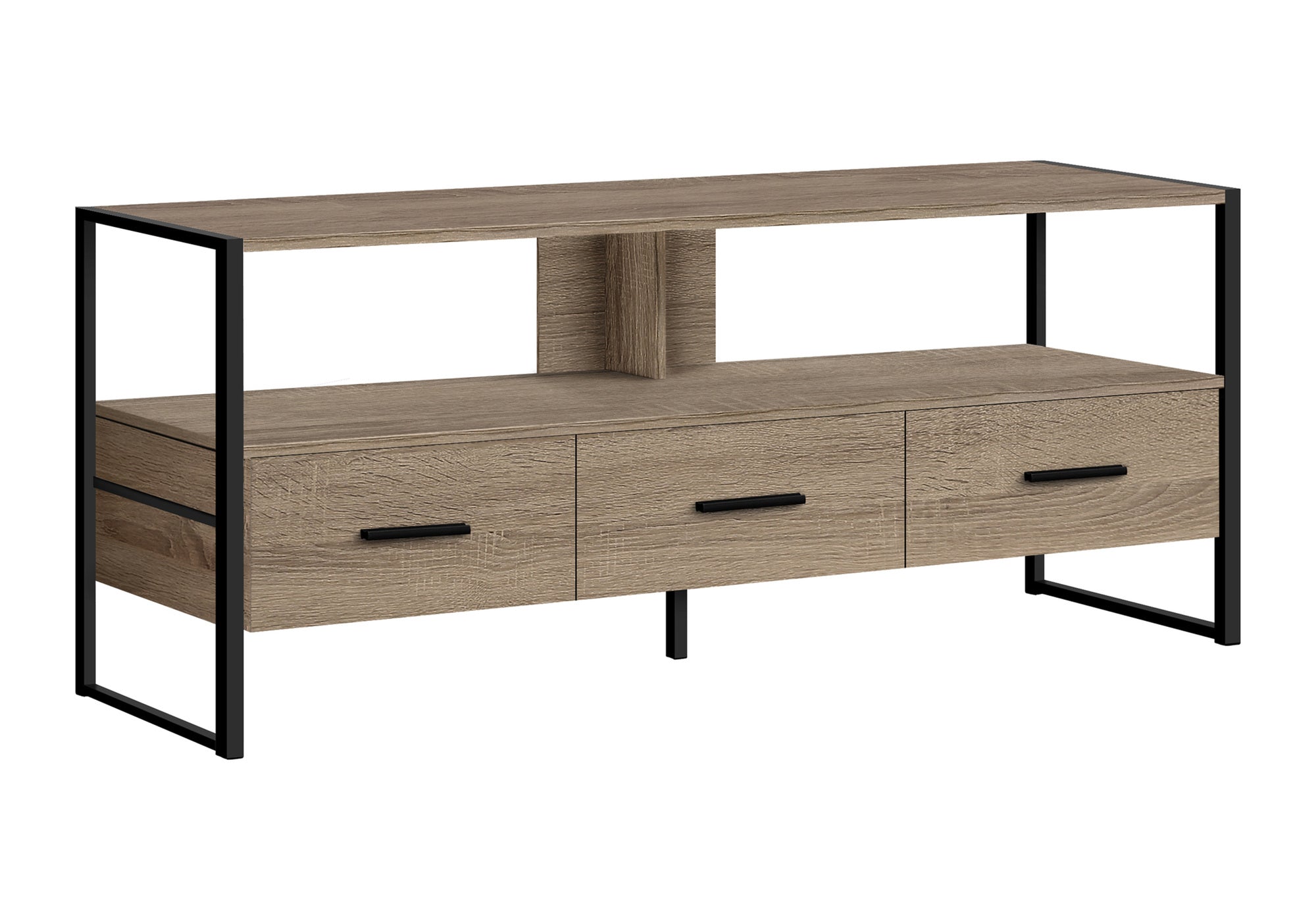 TV Stand 48" White with Black Metal Frame-Tv Stand-DECOROLALA