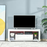 TV Stand 55" LED Lights White Storage-DECOROLALA