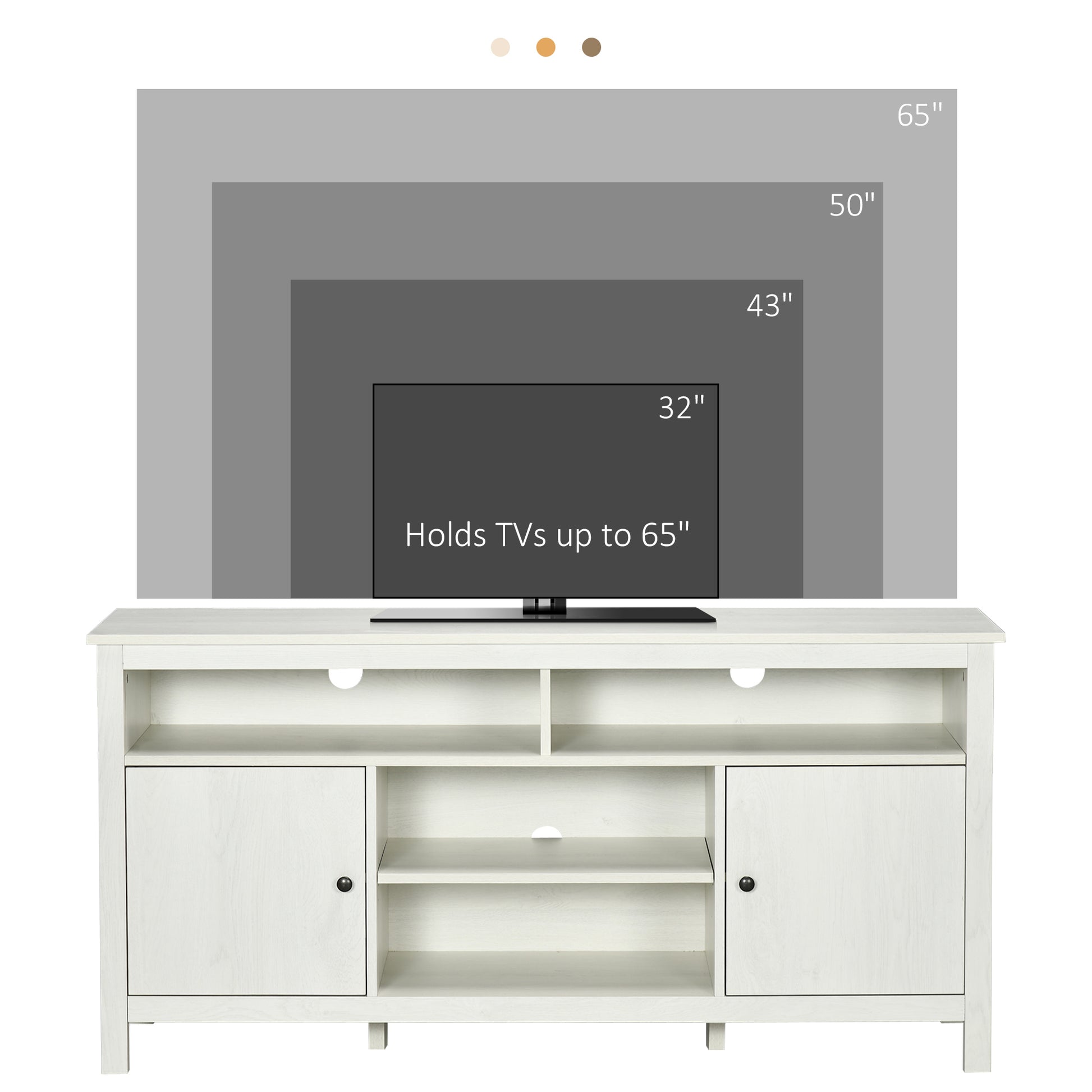 TV Stand 55" White Storage Shelves-DECOROLALA