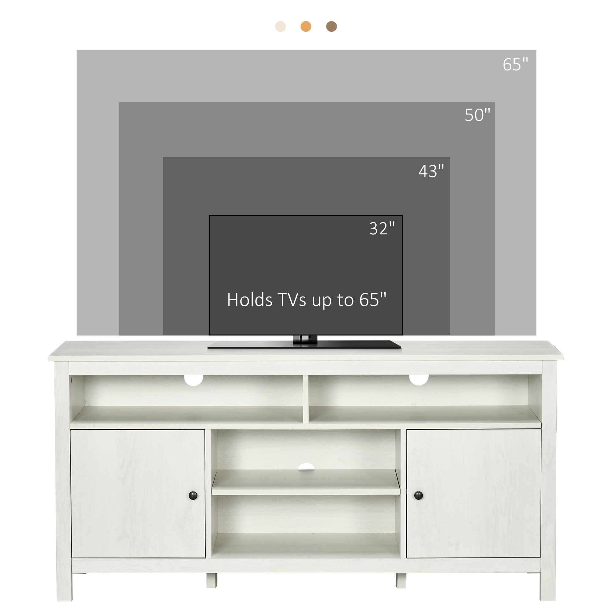 TV Stand 55" White Storage Shelves-DECOROLALA