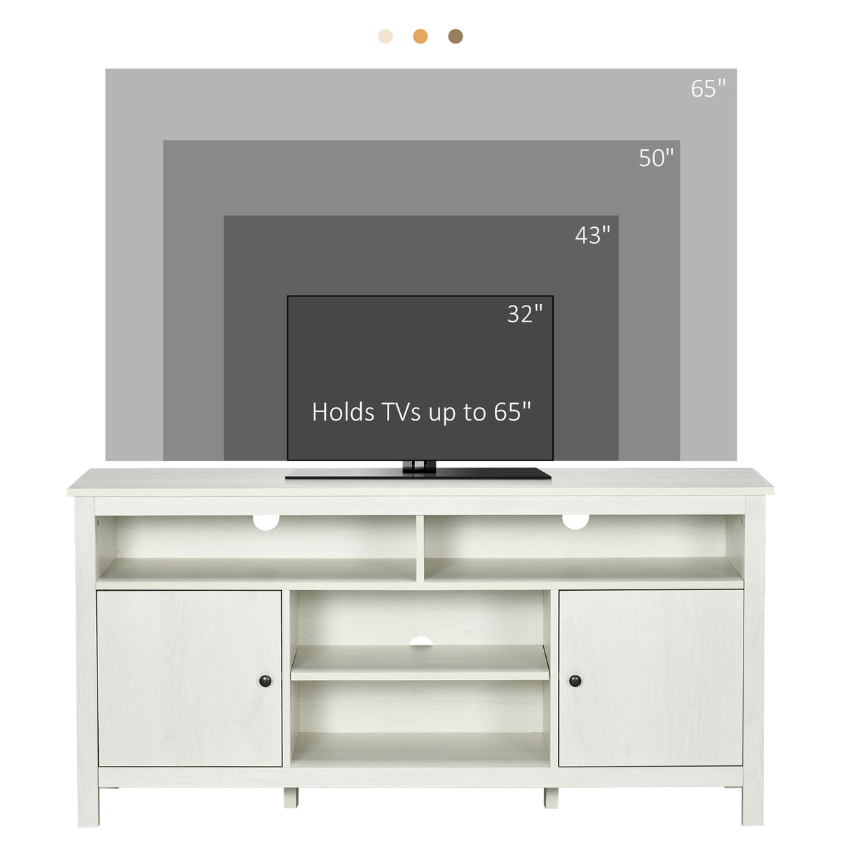 TV Stand 55" White Storage Shelves-DECOROLALA