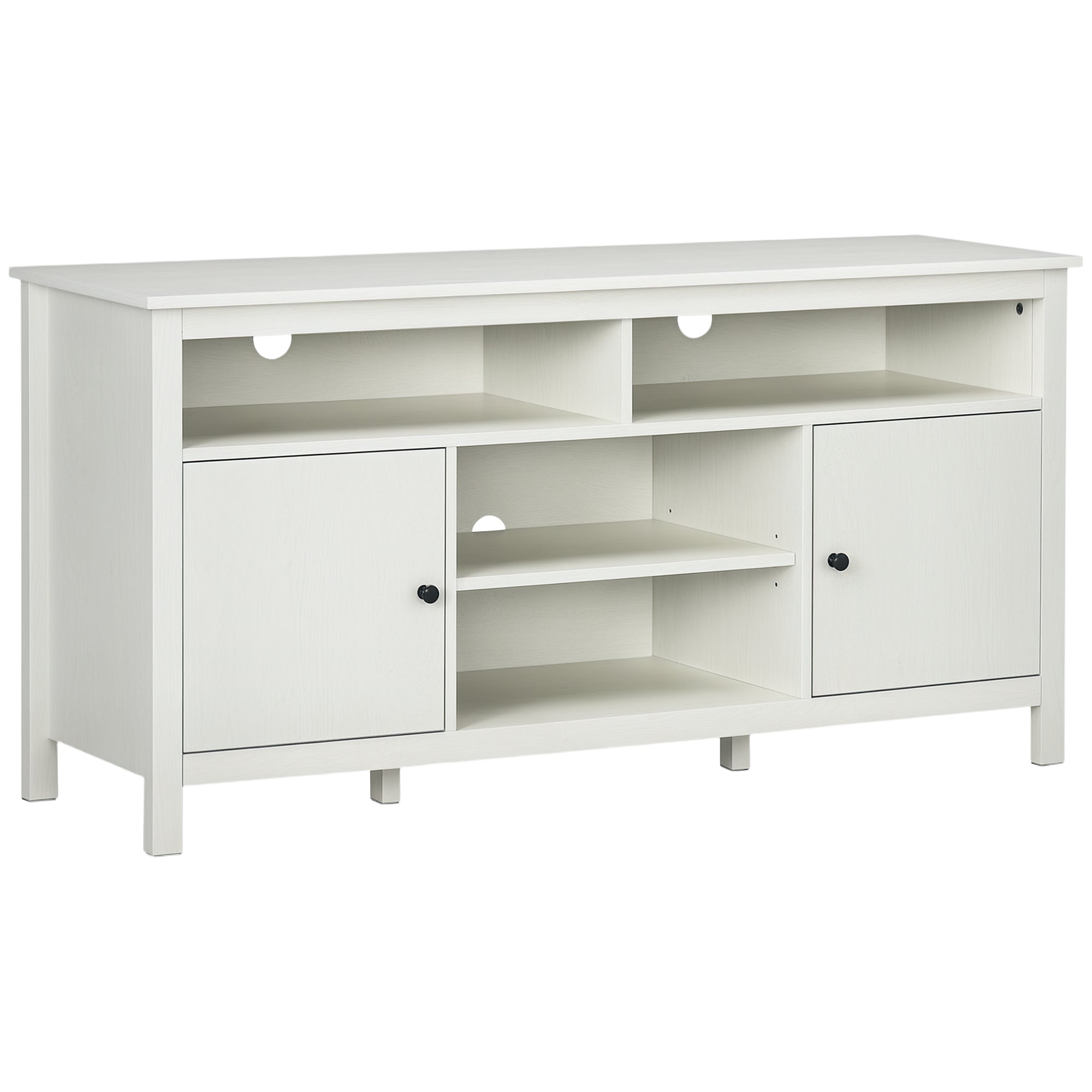 TV Stand 55" White Storage Shelves-DECOROLALA