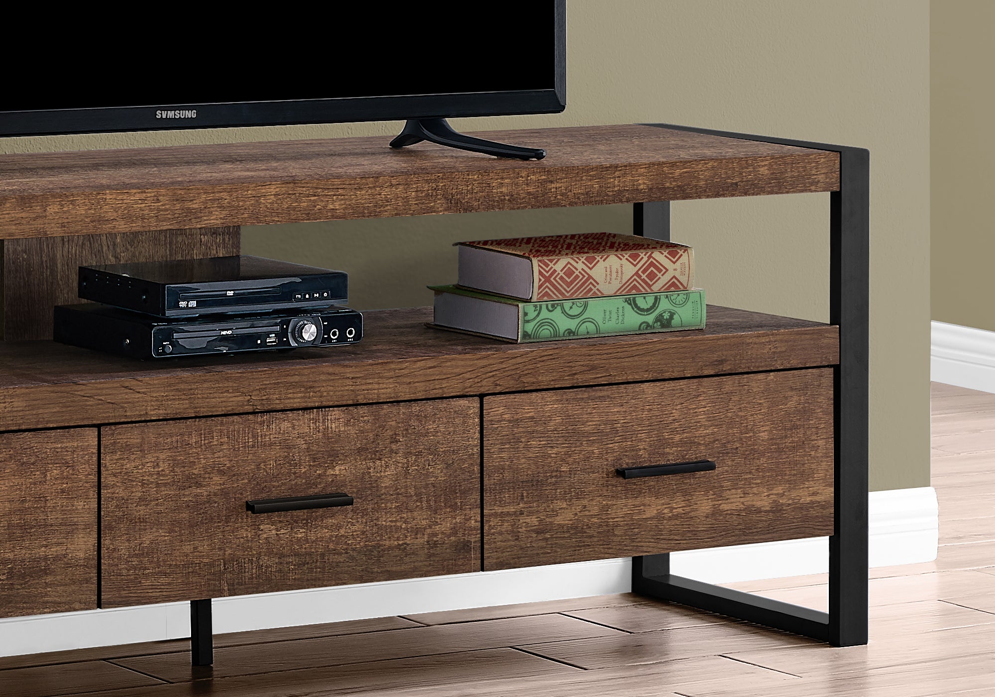 TV Stand 60" Brown Reclaimed Wood with 3 Drawers-Tv Stand-DECOROLALA